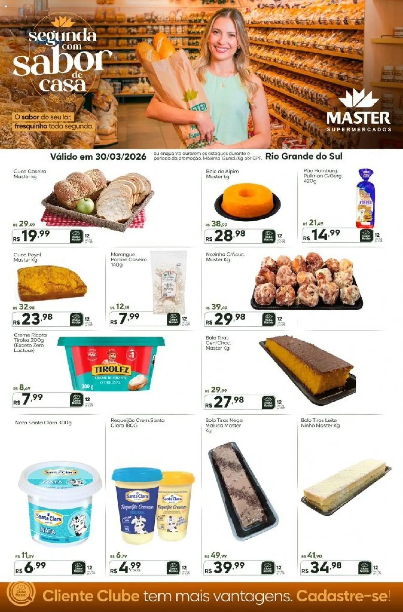 Master Folheto - válido de 30.03.2026 | Página: 1 | Produtos: Leite, Pão, Nata, Creme