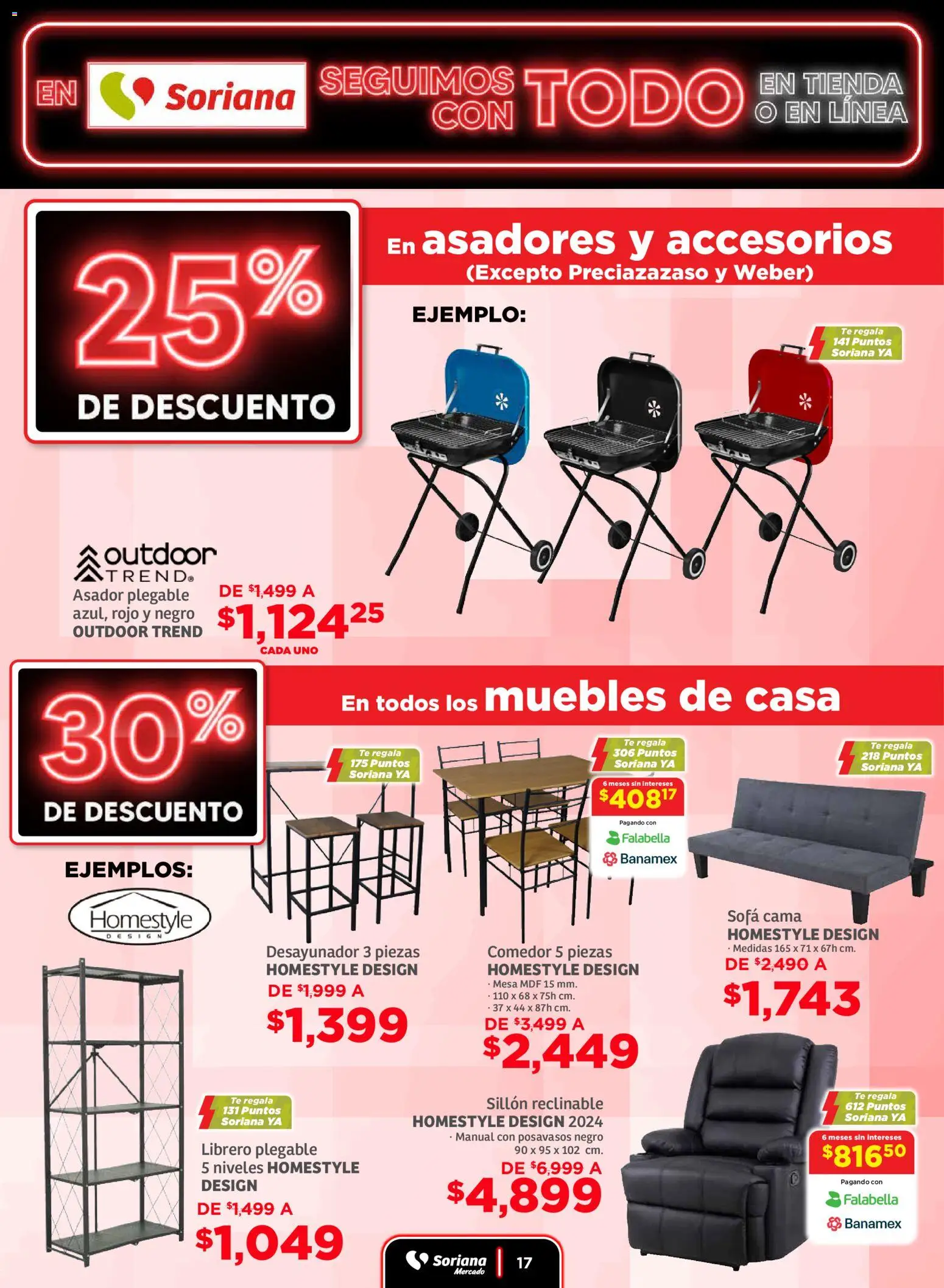Nuevas ofertas de Soriana válidas en toda la República Mexicana desde el 19.11.2025. ¡Encuentra las mejores ofertas en Soriana - Seguimos con todo Mercado Nacional! | Página: 17 | Productos: Sillón, Cama, Mesa, Desayunador