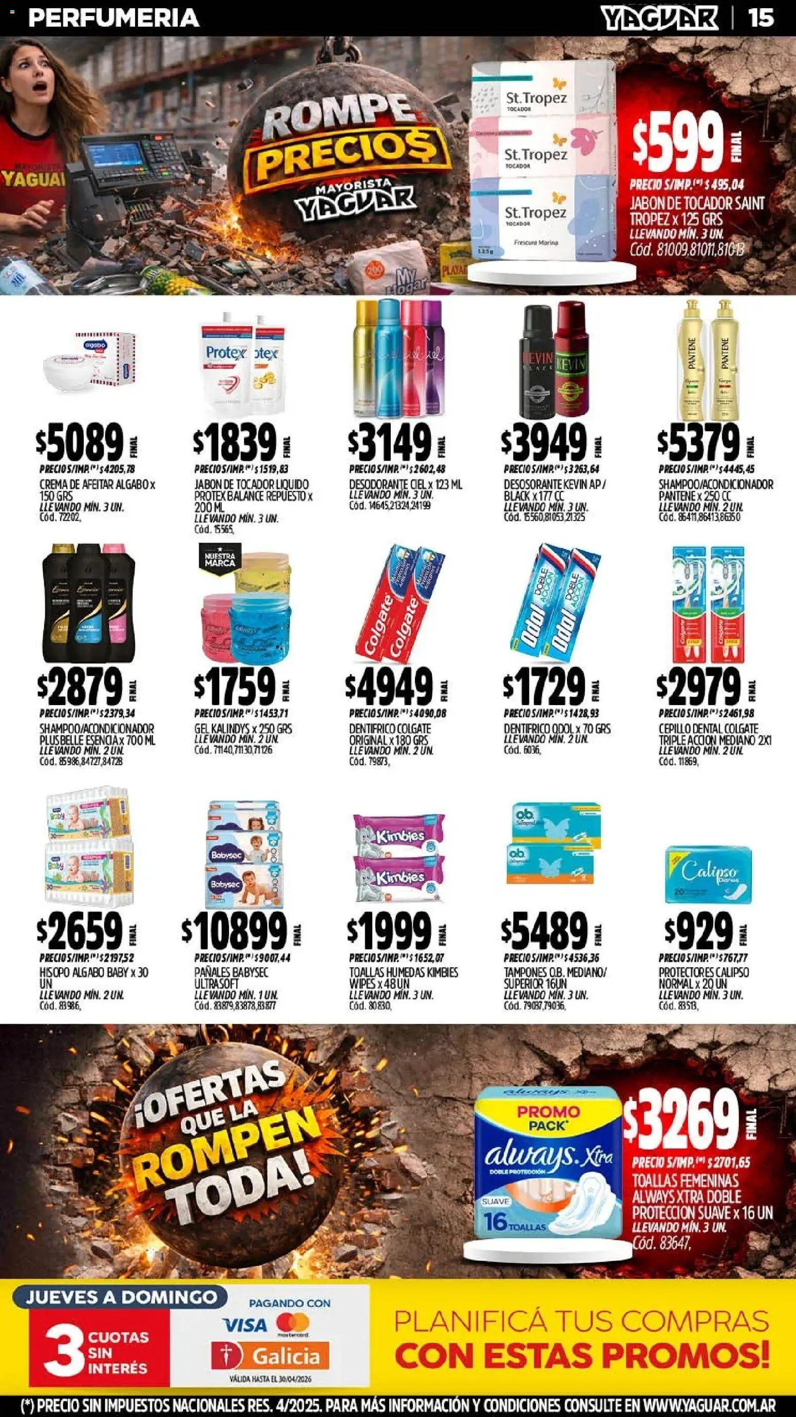 Yaguar - Oferta Semanal Salta │ válido desde el 13.04.2026 | Página: 16 | Productos: Tampones, Cepillo, Desodorante, Pañales