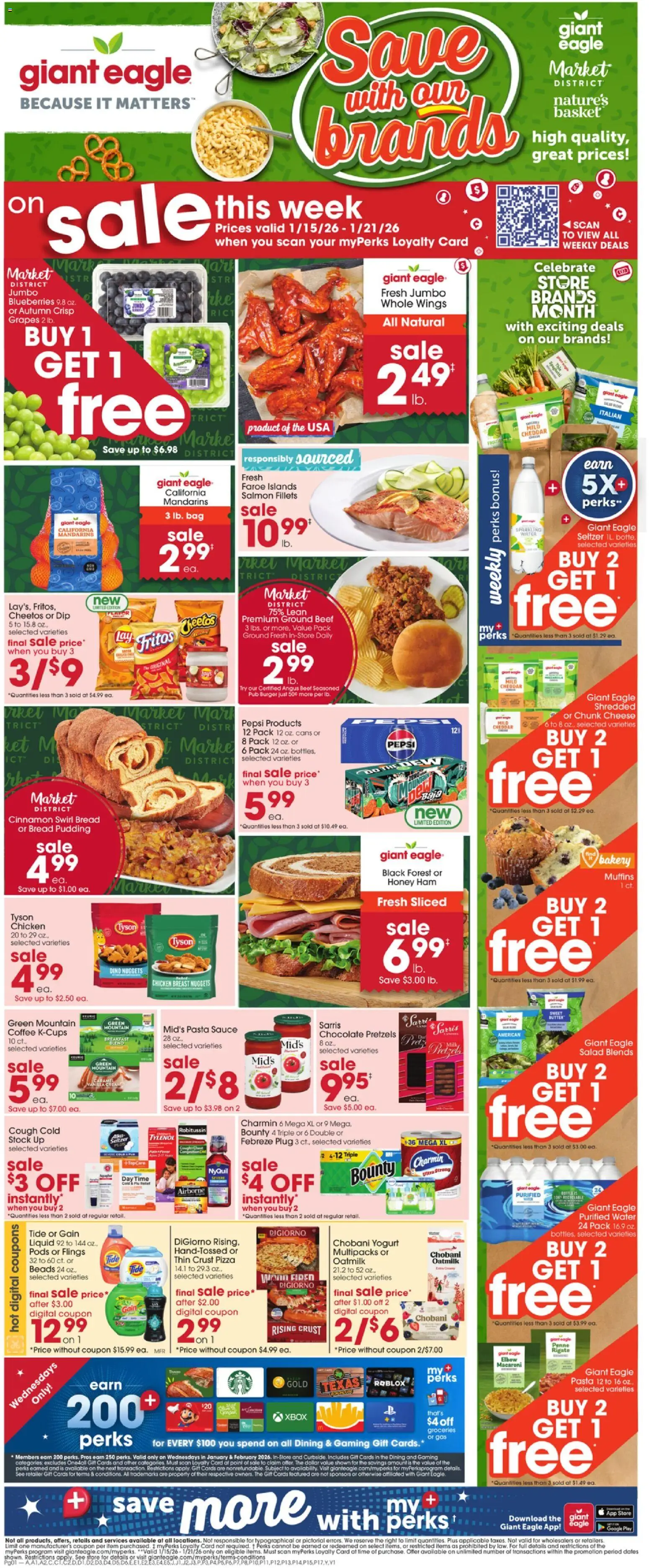 Giant Eagle Weekly Ad - valid from 15.01.2026 | Page: 1 | Products: Butter, Bread, Chocolate, Sauce