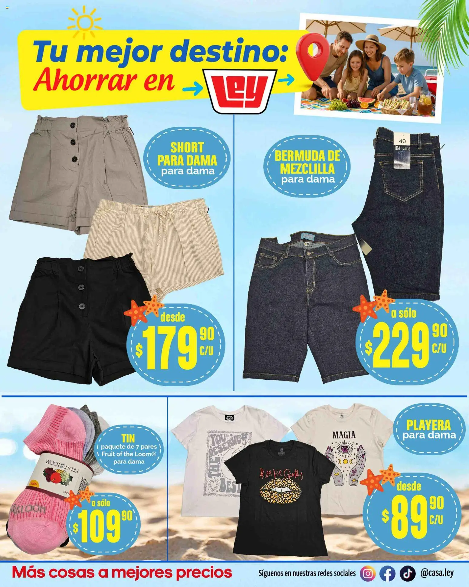 Nuevas ofertas de Casa Ley válidas en toda la República Mexicana desde el 20.03.2026. ¡Encuentra las mejores ofertas en Casa Ley folleto Tu mejor destino ! | Página: 24 | Productos: Playera, Short, Bermuda