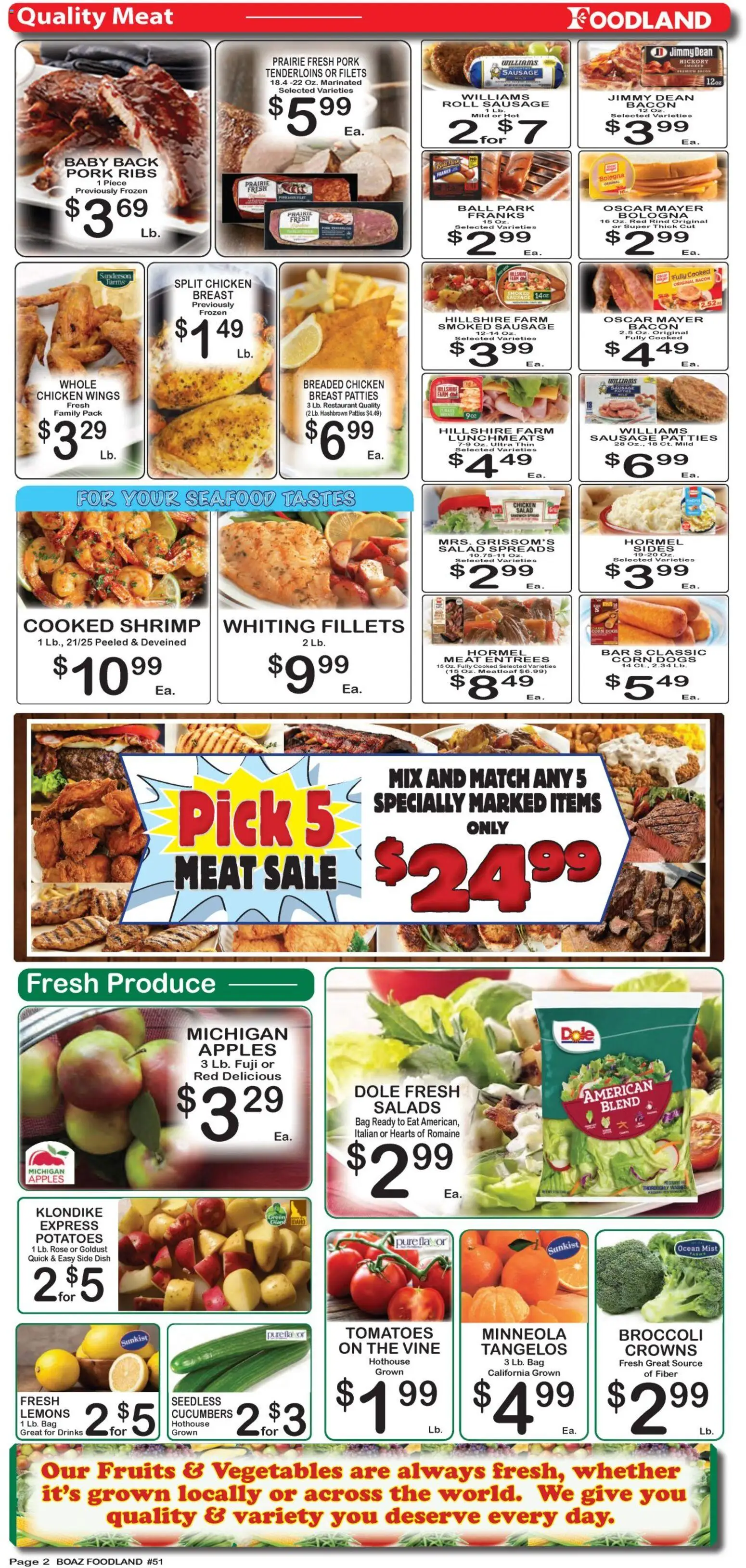 Foodland Weekly Ad - valid from 17.03.2026 | Page: 2 | Products: Broccoli, Pork, Vegetables, Seafood