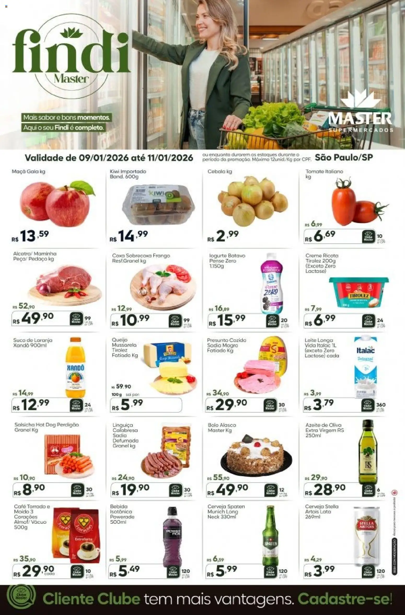 Master Folheto - válido de 09.01.2026 | Página: 1 | Produtos: Cebola, Leite, Presunto, Cerveja