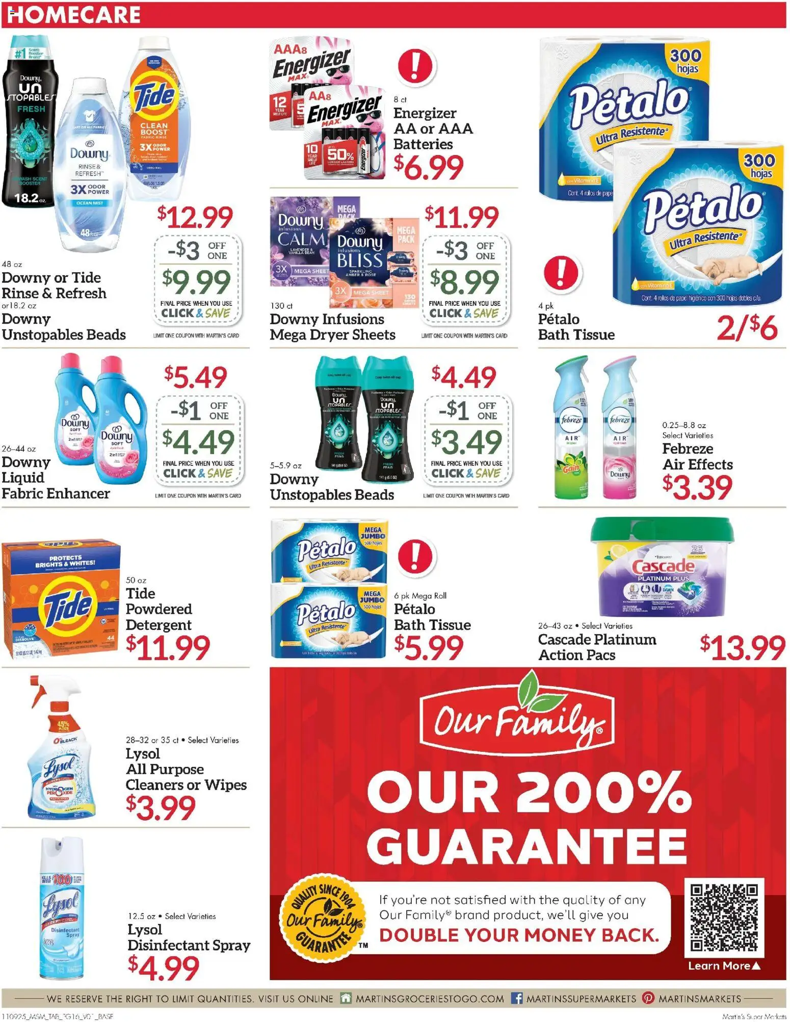 Martin’s Weekly Ad - valid from 09.11.2025 | Page: 16 | Products: Detergent, Sheet, Dryer, 2人掛けソファ