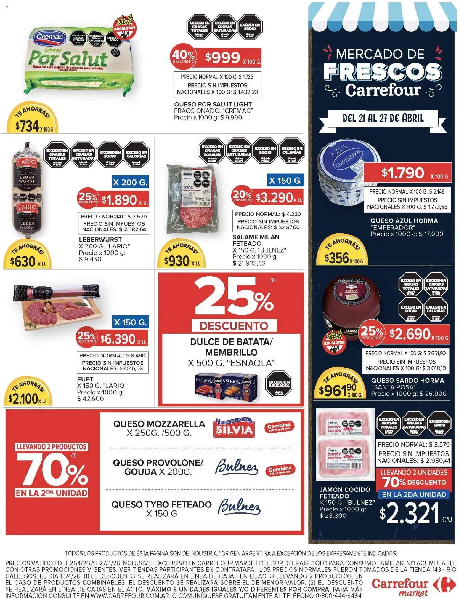 Carrefour Market - Carrefour Market  │ válido desde el 21.04.2026 | Página: 4 | Productos: Teléfono, Jamón cocido, Queso, Salame