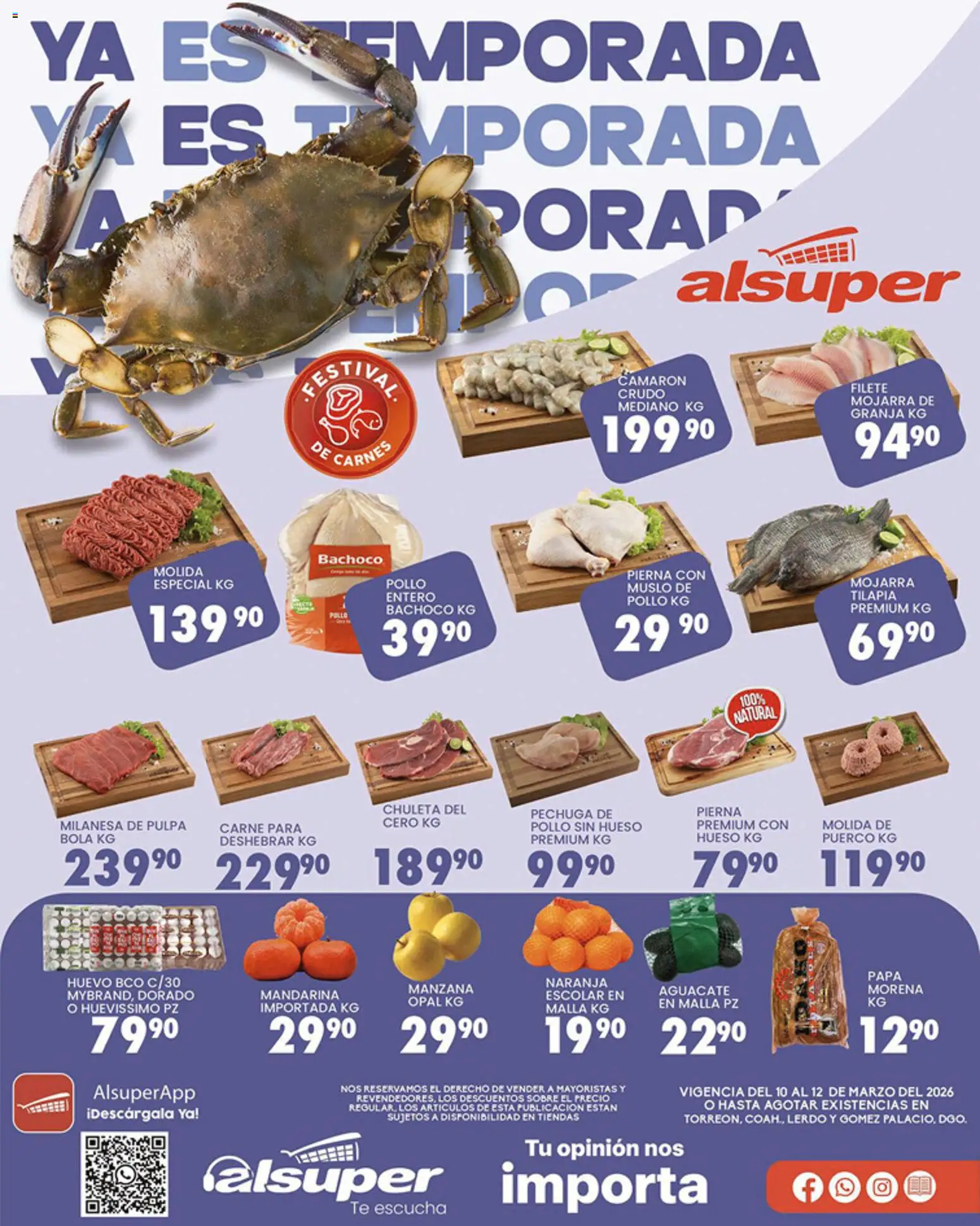 Nuevas ofertas de Alsuper válidas en toda la República Mexicana desde el 10.03.2026. ¡Encuentra las mejores ofertas en Alsuper folleto Laguna! | Página: 1 | Productos: Papa, Huevo, Malla, Sobre