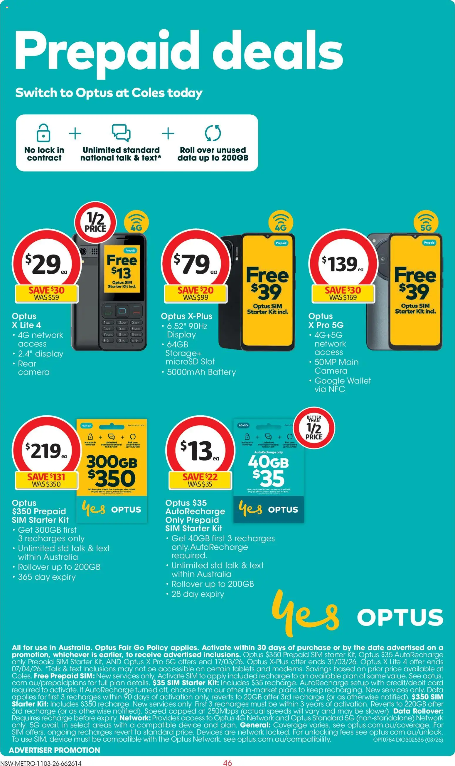 Coles catalogue - valid from 11.03.2026 | Page: 46 | Products: Wallet, Date, Camera, Tablets
