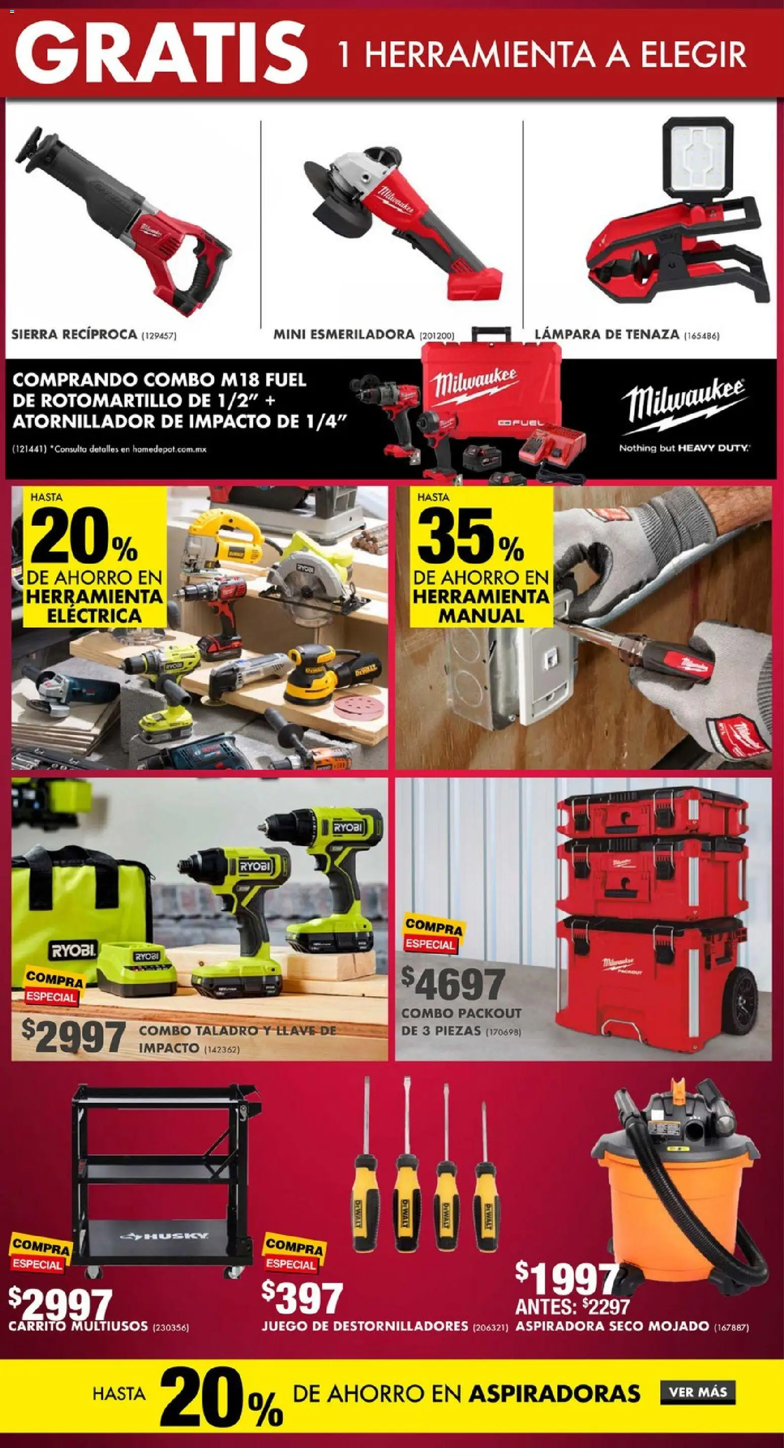 Nuevas ofertas de Home Depot válidas en toda la República Mexicana desde el 13.11.2025. ¡Encuentra las mejores ofertas en Home Depot Buen Fin! | Página: 10 | Productos: Tenaza, Taladro, Juego, Lámpara