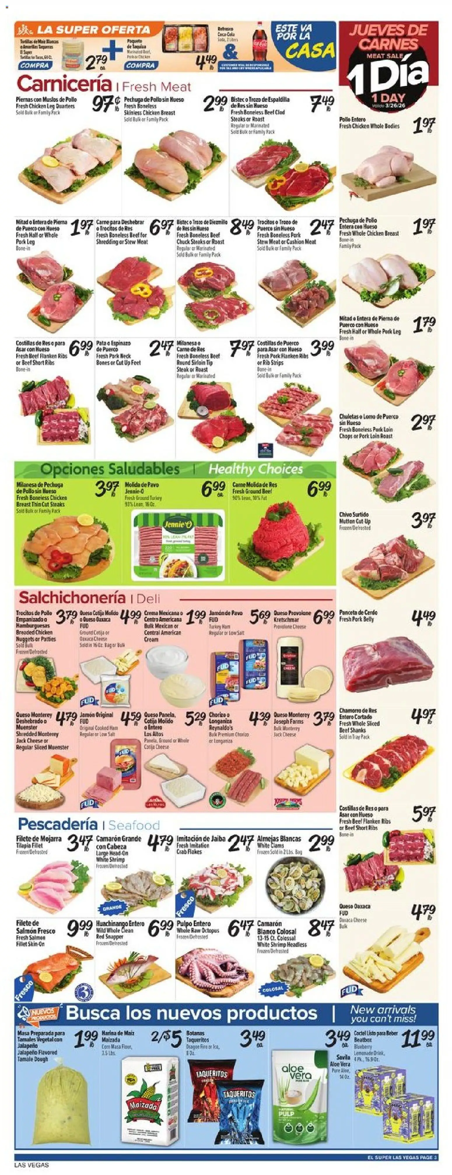 El Super Weekly Ad - NV - valid from 25.03.2026 | Page: 3 | Products: Pork, Aloe Vera, Cream, Seafood