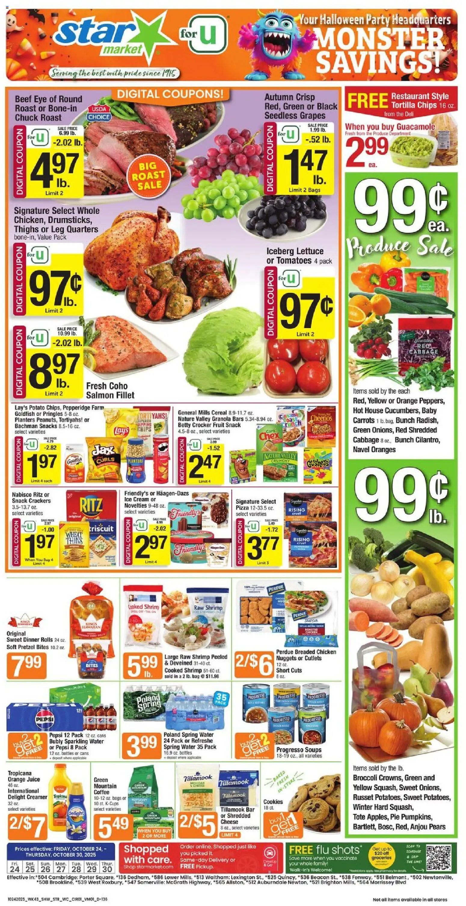Star Market Weekly Ad - valid from 24.10.2025 | Page: 1 | Products: Chips, Cookies, Cabbage, Bag