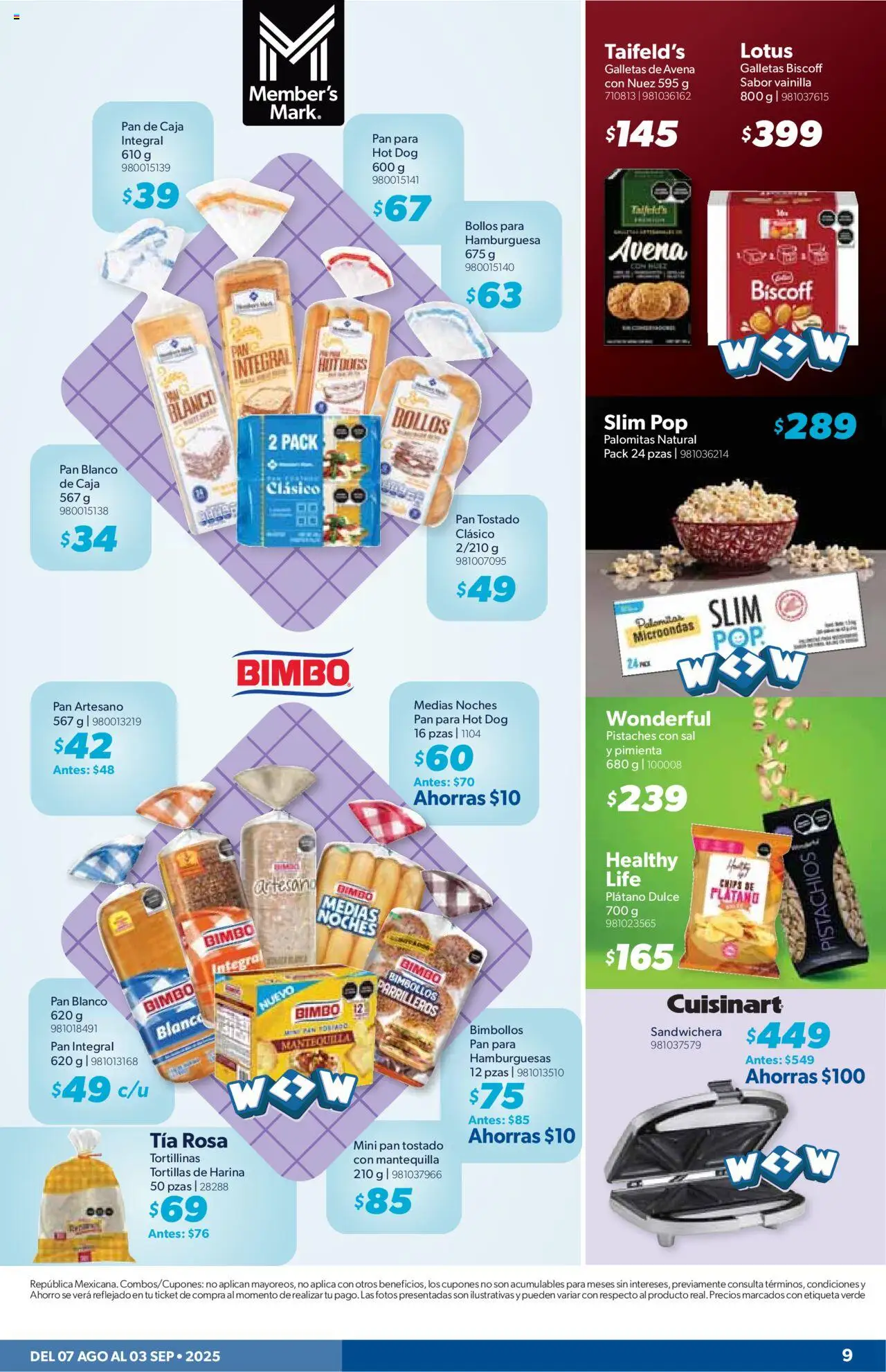 Nuevas ofertas de Sam's Club válidas en toda la República Mexicana desde el 07.08.2025. ¡Encuentra las mejores ofertas en Sam's Club - Catálogo Productos Especiales! | Página: 9 | Productos: Sandwichera, Galletas, Microondas, Caja
