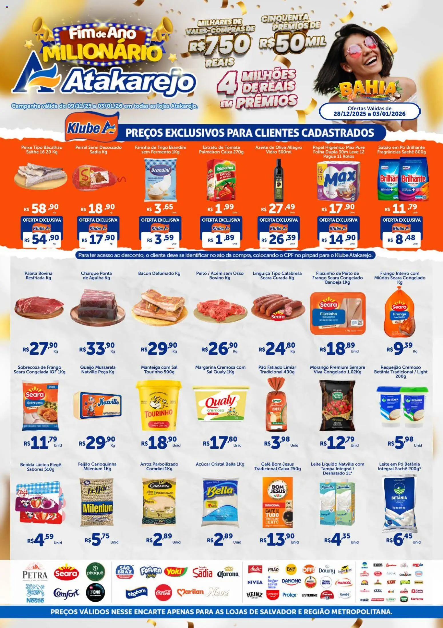 Atakarejo Folheto - válido de 28.01.2025 | Página: 1 | Produtos: Peixe, Açúcar, Frango, Mussarela