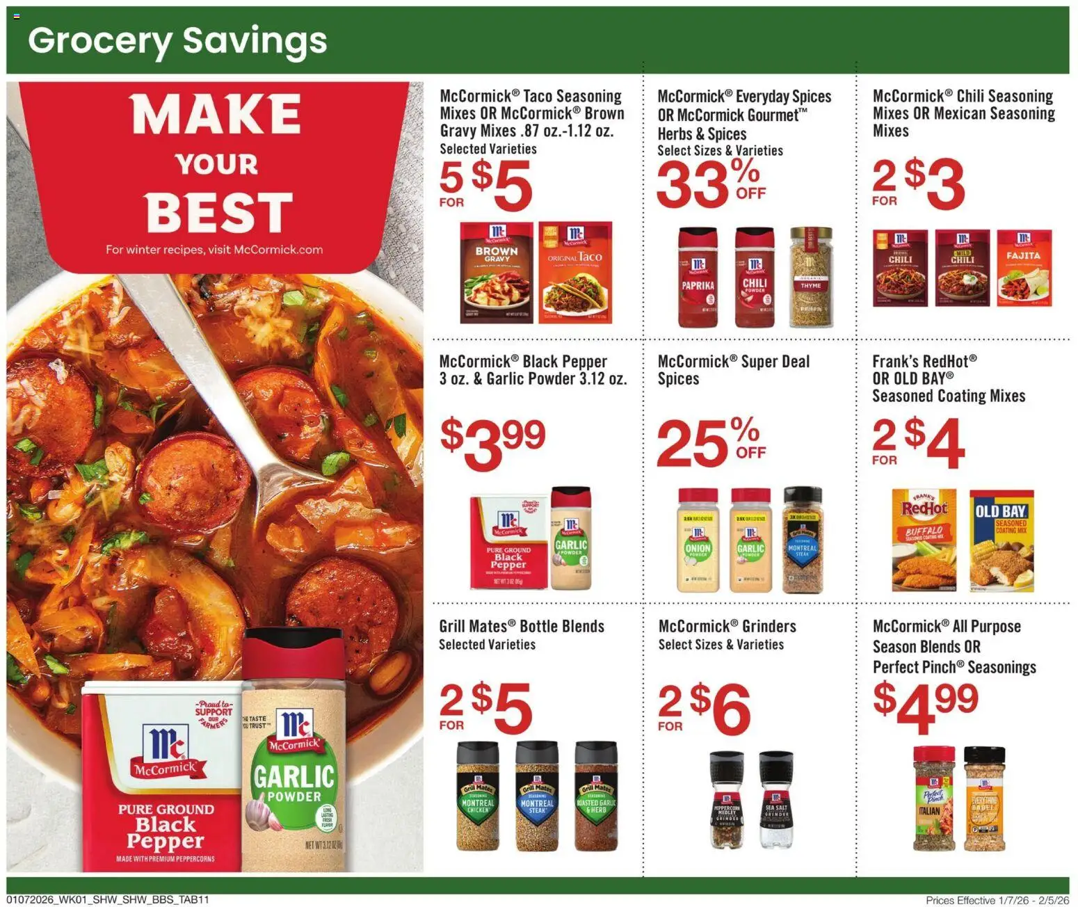 Shaw's Big Book of Savings - valid from 07.01.2026 | Page: 11 | Products: Milk, Spices, Pepper, Grill