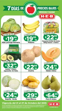 Vista previa de H-E-B folleto Precios Bajos, nuevo folleto de la tienda, válido en México a partir del 21.10.2025