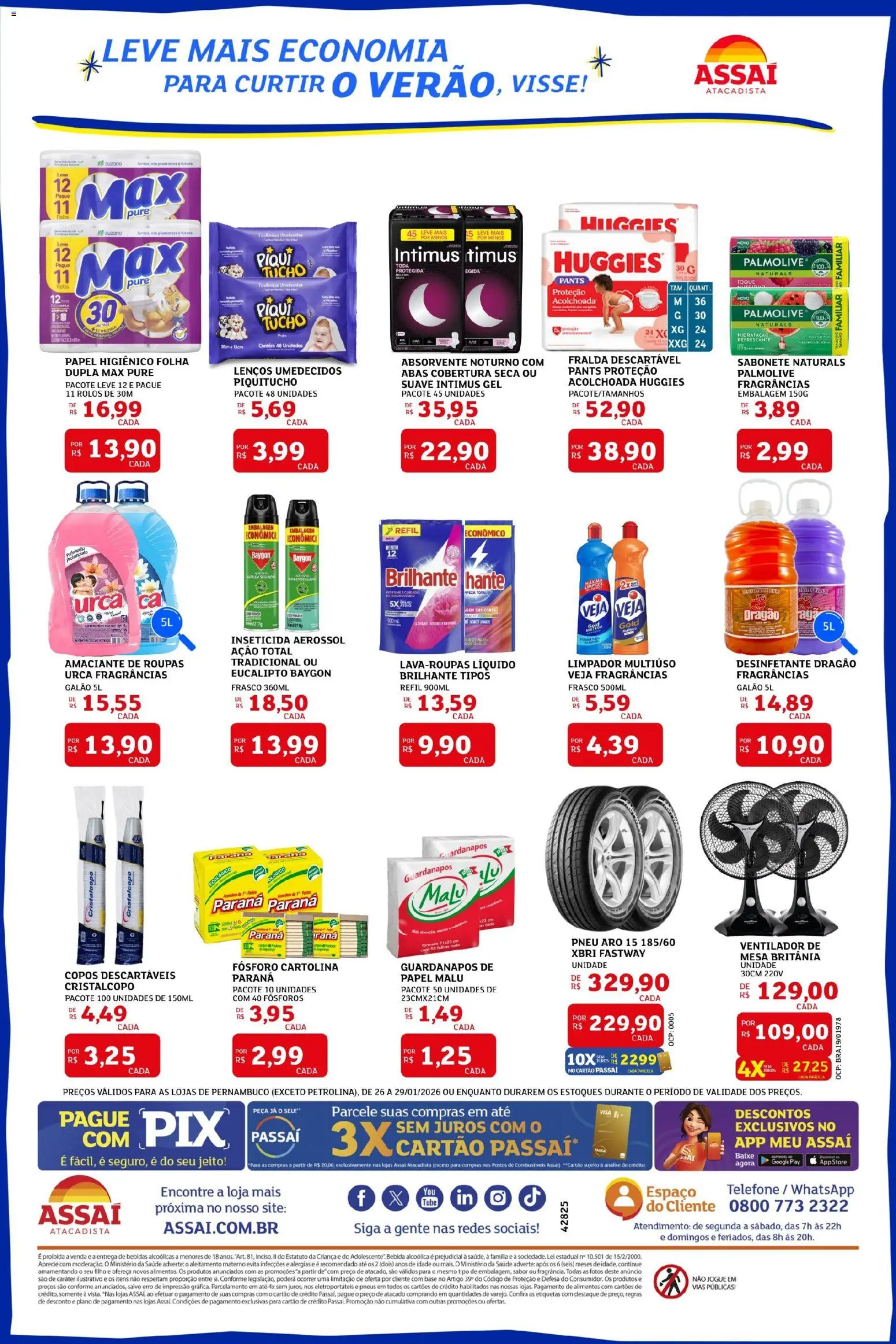 Assaí Atacadista Folheto - válido de 26.01.2026 | Página: 4 | Produtos: Ventilador, Roupas, Absorvente, Inseticida