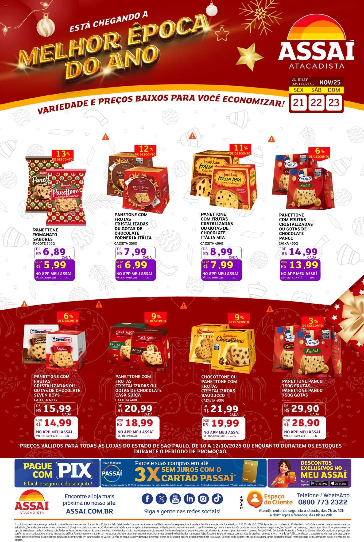 Assaí Atacadista Folheto - válido de 21.11.2025 | Página: 1 | Produtos: Chocolate, Pneus, Telefone, Frutas cristalizadas