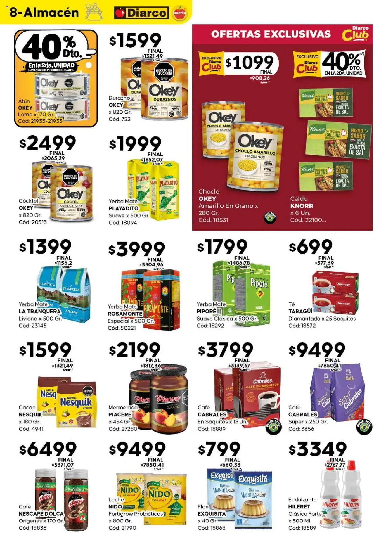 Diarco - Ofertas Diarco Barrio │ válido desde el 15.09.2025 | Página: 8 | Productos: Durazno, Sal, Leche, Café