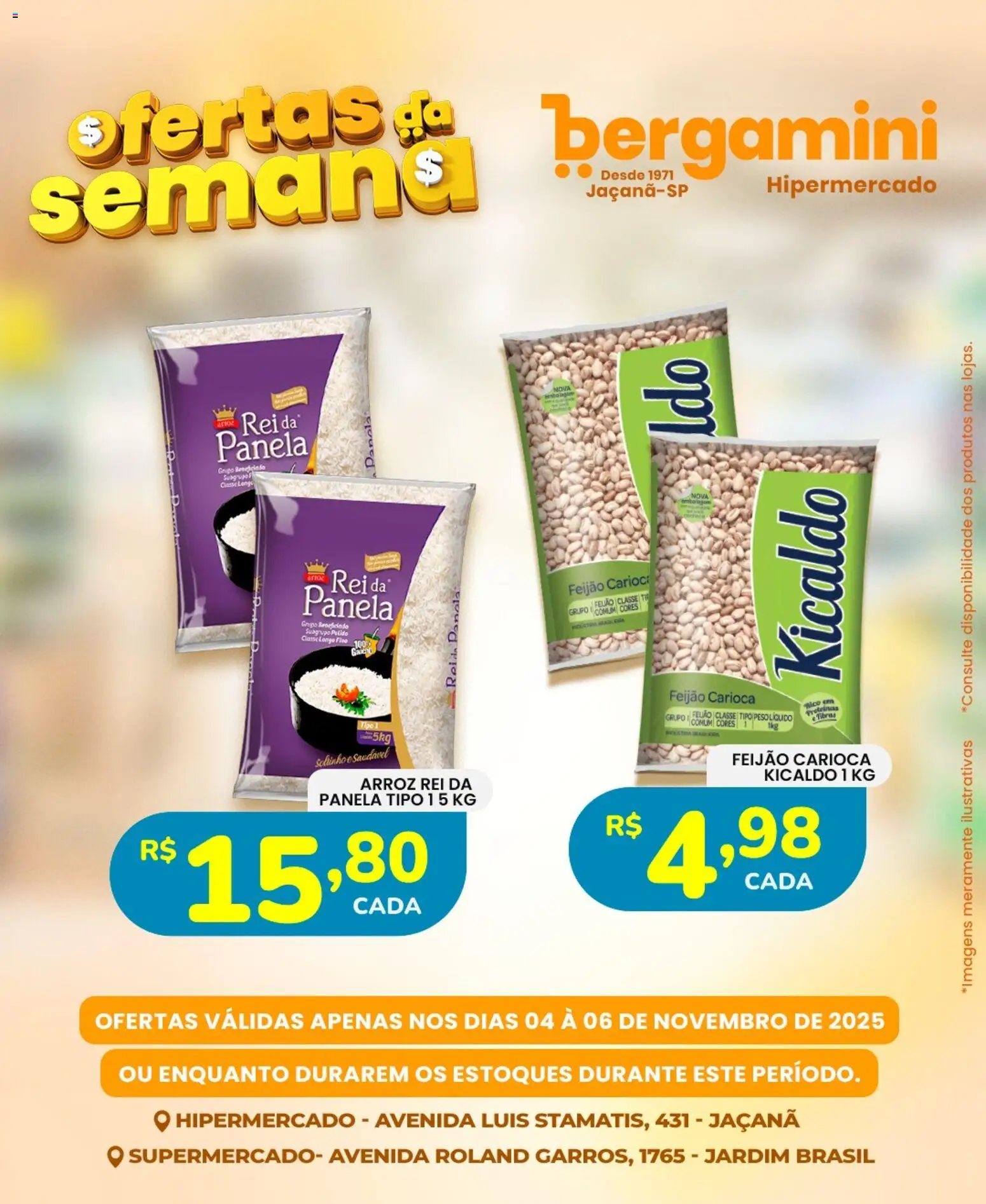 Supermercado Bergamini Folheto - válido de 04.11.2025 | Página: 4 | Produtos: Feijão, Panela, Arroz