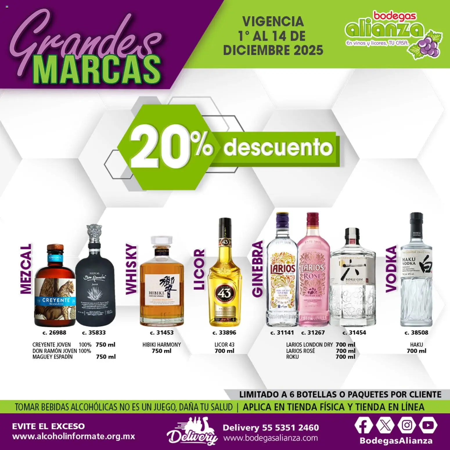 Nuevas ofertas de Bodegas Alianza válidas en toda la República Mexicana desde el 01.12.2025. ¡Encuentra las mejores ofertas en Bodegas Alianza catálogo Grandes Marcas! | Página: 9 | Productos: Gin, Ginebra, Vodka, Whisky