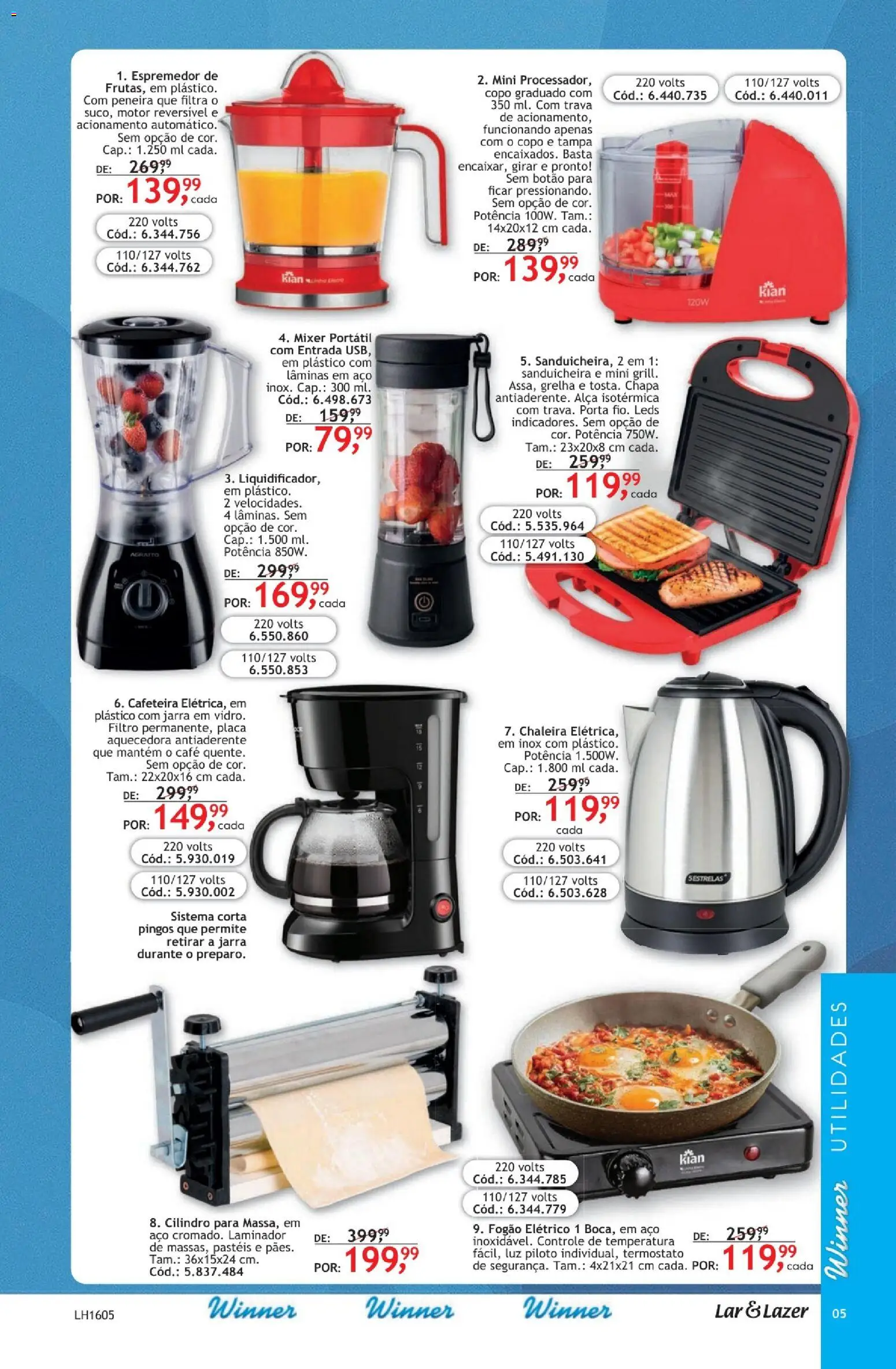 Quatro Estações Folheto - válido de 01.04.2026 | Página: 5 | Produtos: Fogão, Sanduicheira, Cafeteira, Jarra