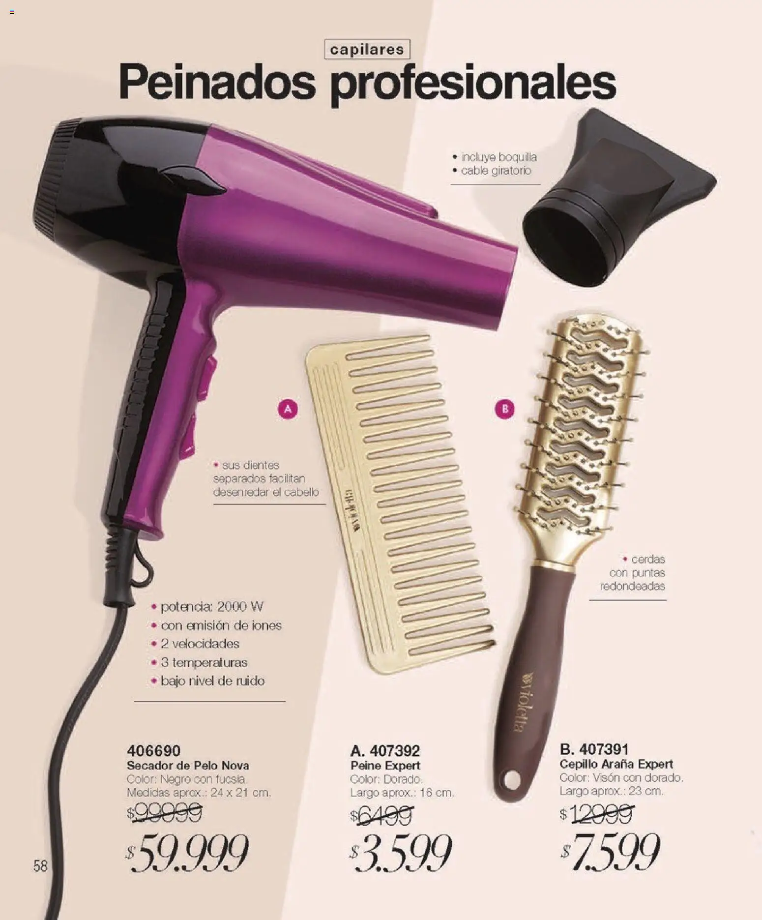 Violetta - Violetta Cosméticos │ válido desde el 09.03.2026 | Página: 58 | Productos: Cable, Peine, Secador de pelo, Cepillo