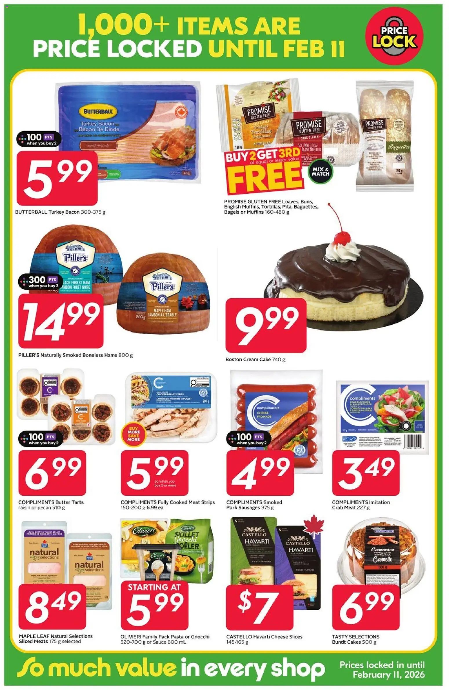 Sobeys flyer valid from 01.01.2026 | Page: 2 | Products: Pasta, Cheese, Chicken, Pork