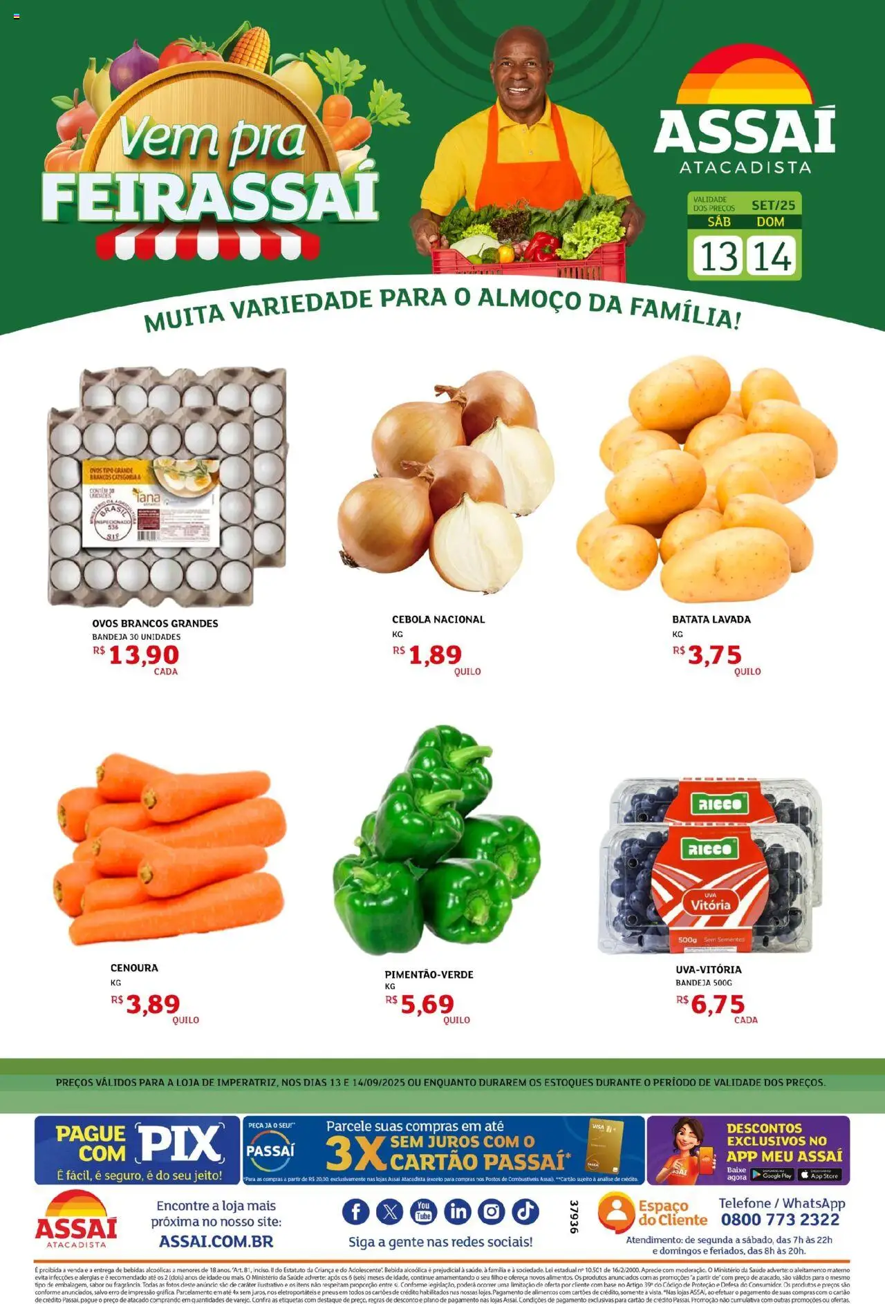 Assaí Atacadista Folheto - válido de 13.09.2025 | Página: 1 | Produtos: Ovos, Pneus, Bandeja, Telefone
