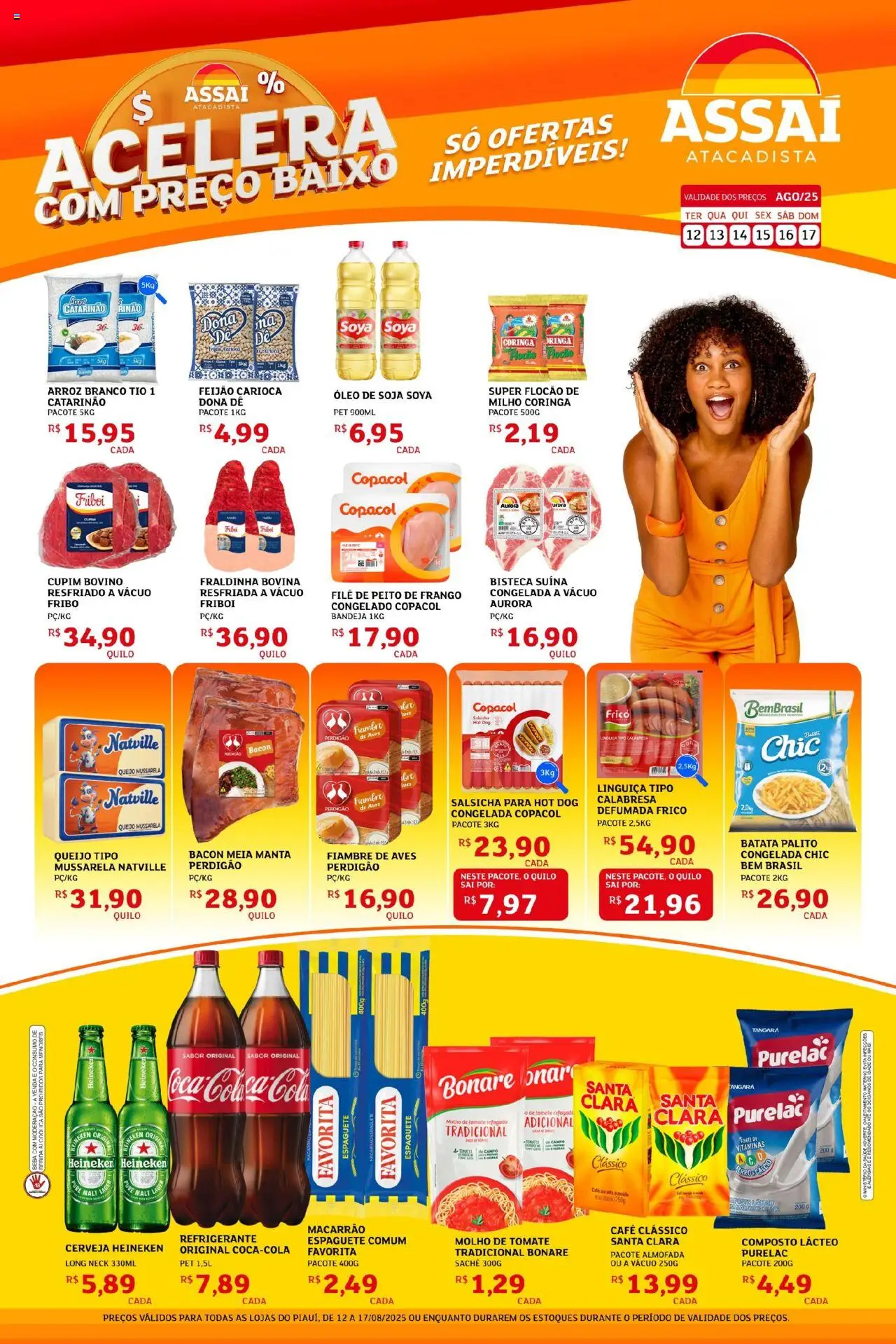Assaí Atacadista Folheto - válido de 12.08.2025 | Página: 1 | Produtos: Molho de tomate, Fraldinha, Macarrão, Frango