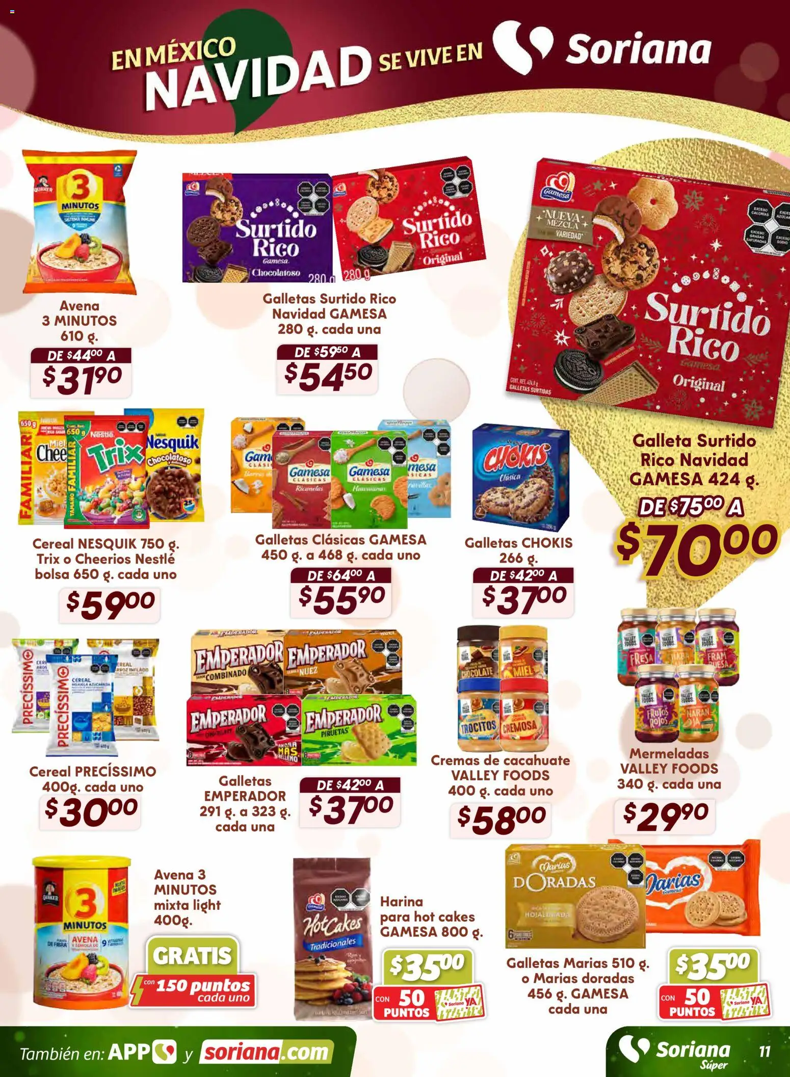 Nuevas ofertas de Soriana válidas en toda la República Mexicana desde el 18.11.2025. ¡Encuentra las mejores ofertas en Soriana - Preciazazaso Súper: Edo Mex, Gro, Hgo, Mor, Pue, Qto, Tlax, Ver! | Página: 11 | Productos: Fresa, Harina, Avena, Bolsa