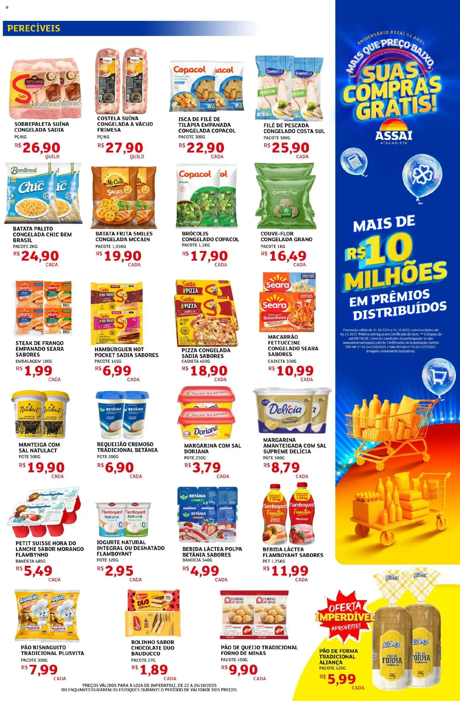 Assaí Atacadista Folheto - válido de 22.10.2025 | Página: 3 | Produtos: Doriana, Pão, Batata, Sal