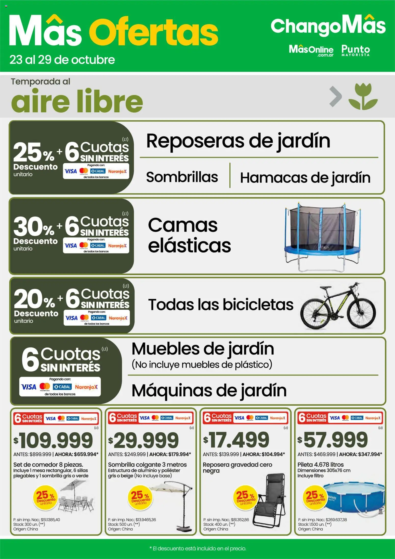 Punto Mayorista catálogo │ válido desde el 23.10.2025 | Página: 3 | Productos: Reposera, Mesa, Pileta, Sombrilla