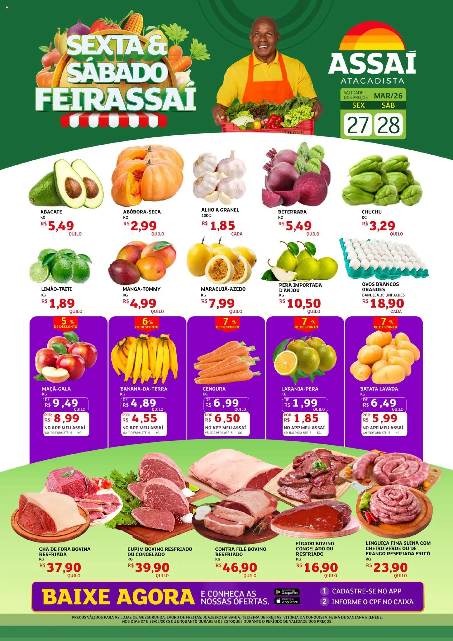 Assaí Atacadista Folheto - válido de 27.03.2026 | Página: 1 | Produtos: Chuchu, Beterraba, Linguiça, Chá