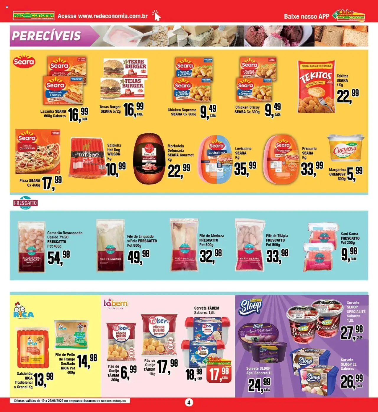 Princesa Folheto - válido de 19.08.2025 | Página: 3 | Produtos: Presunto, Pizza, Margarina, Açaí