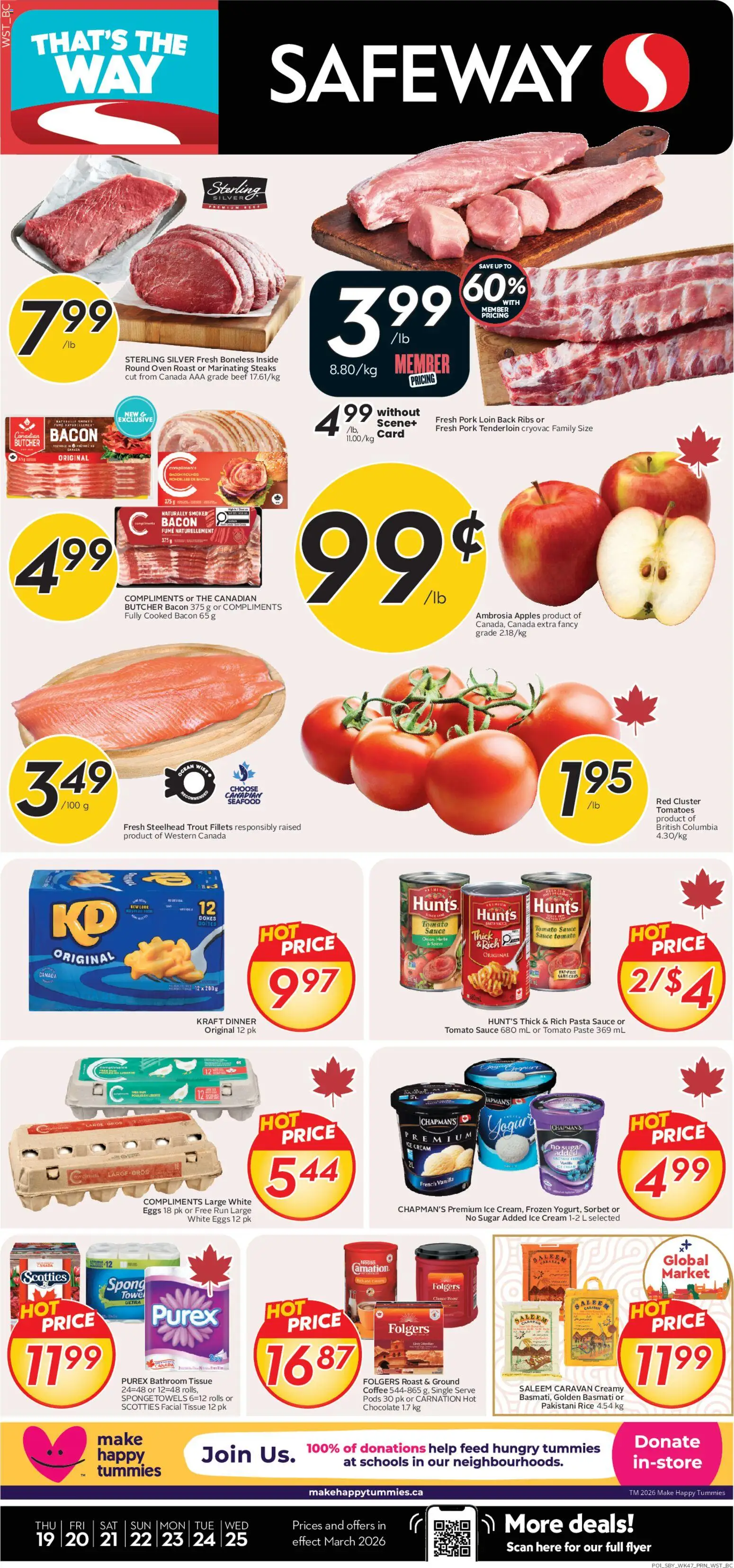 Safeway flyer valid from 19.03.2026 | Page: 1 | Products: Cream, Coffee, Pork, Tomatoes