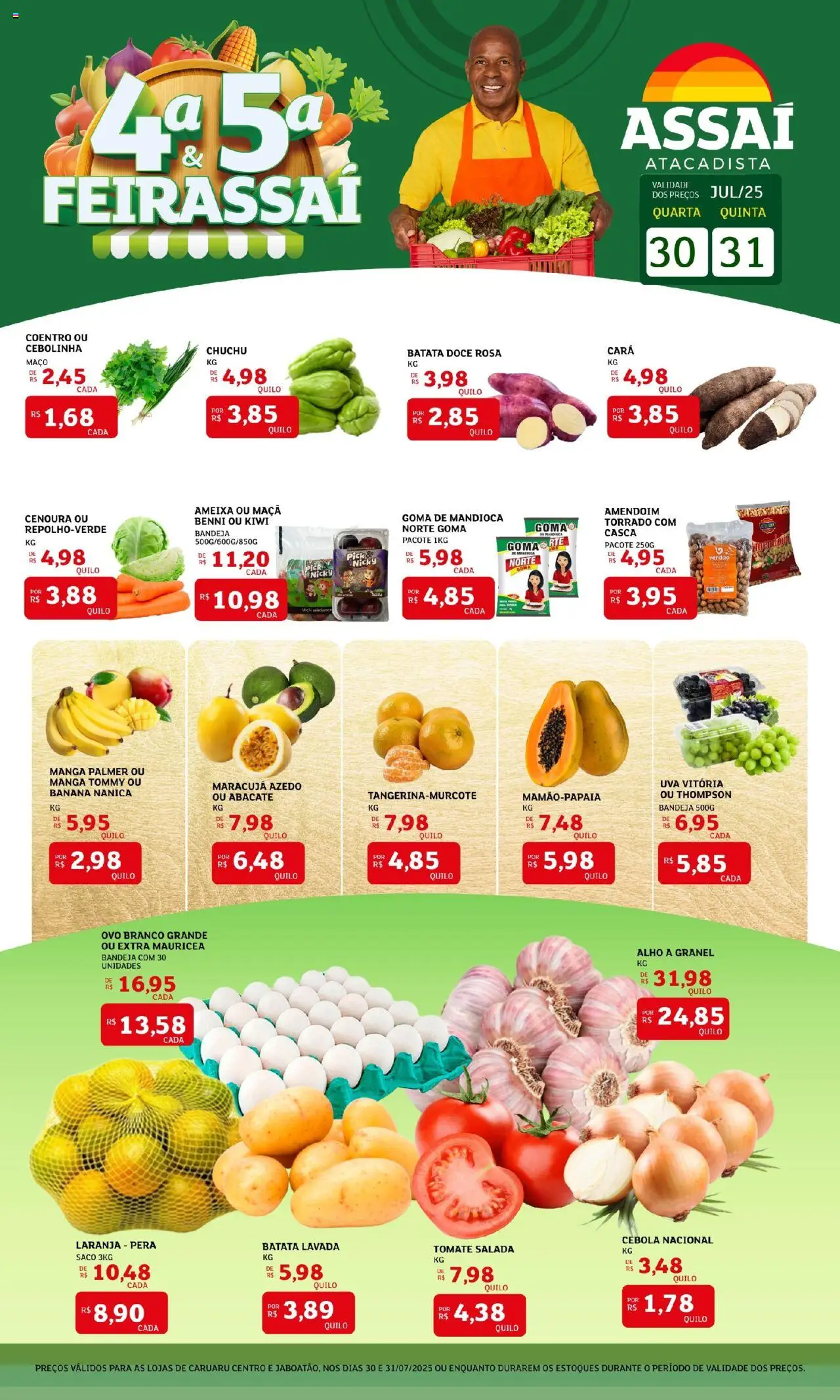 Assaí Atacadista Folheto - válido de 30.07.2025 | Página: 1 | Produtos: Alho, Amendoim, Cebola, Ameixa