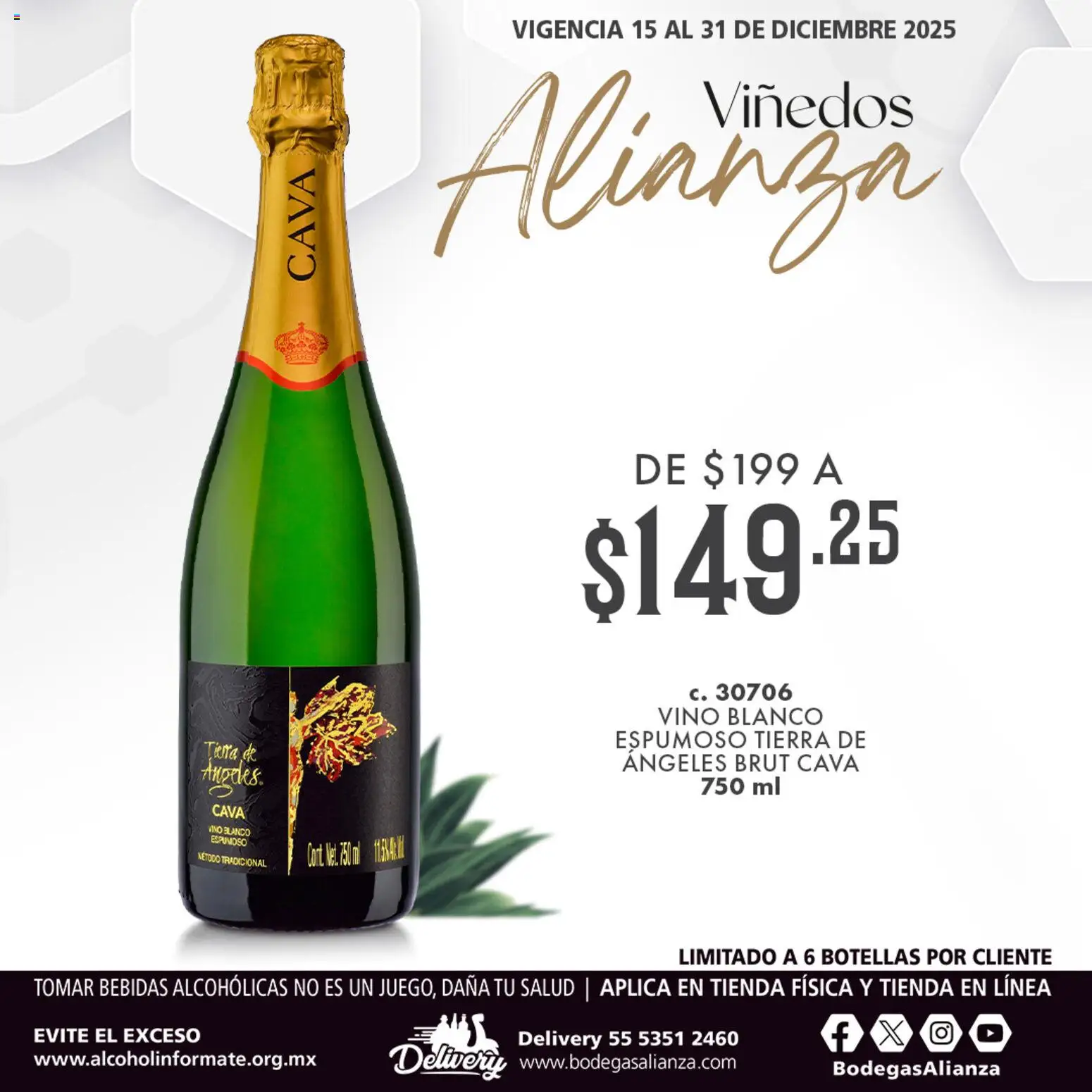 Nuevas ofertas de Bodegas Alianza válidas en toda la República Mexicana desde el 15.12.2025. ¡Encuentra las mejores ofertas en Bodegas Alianza catálogo Viñedos Alianza! | Página: 1 | Productos: Cava, Vino