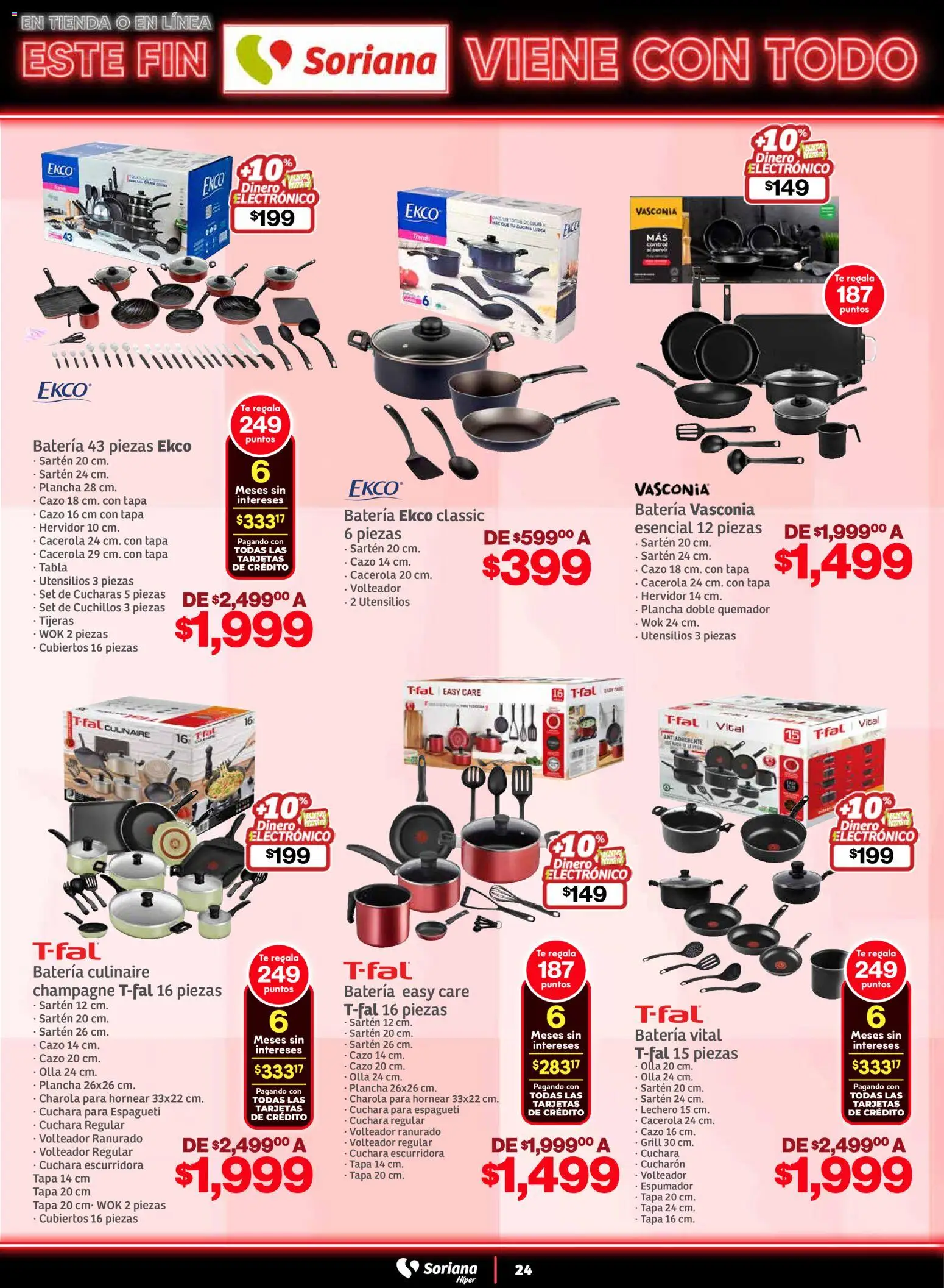 Nuevas ofertas de Soriana válidas en toda la República Mexicana desde el 05.11.2025. ¡Encuentra las mejores ofertas en Soriana - Este fin Soriana viene con todo Híper Nacional! | Página: 24 | Productos: Cacerola, Quemador, Plancha, Sartén