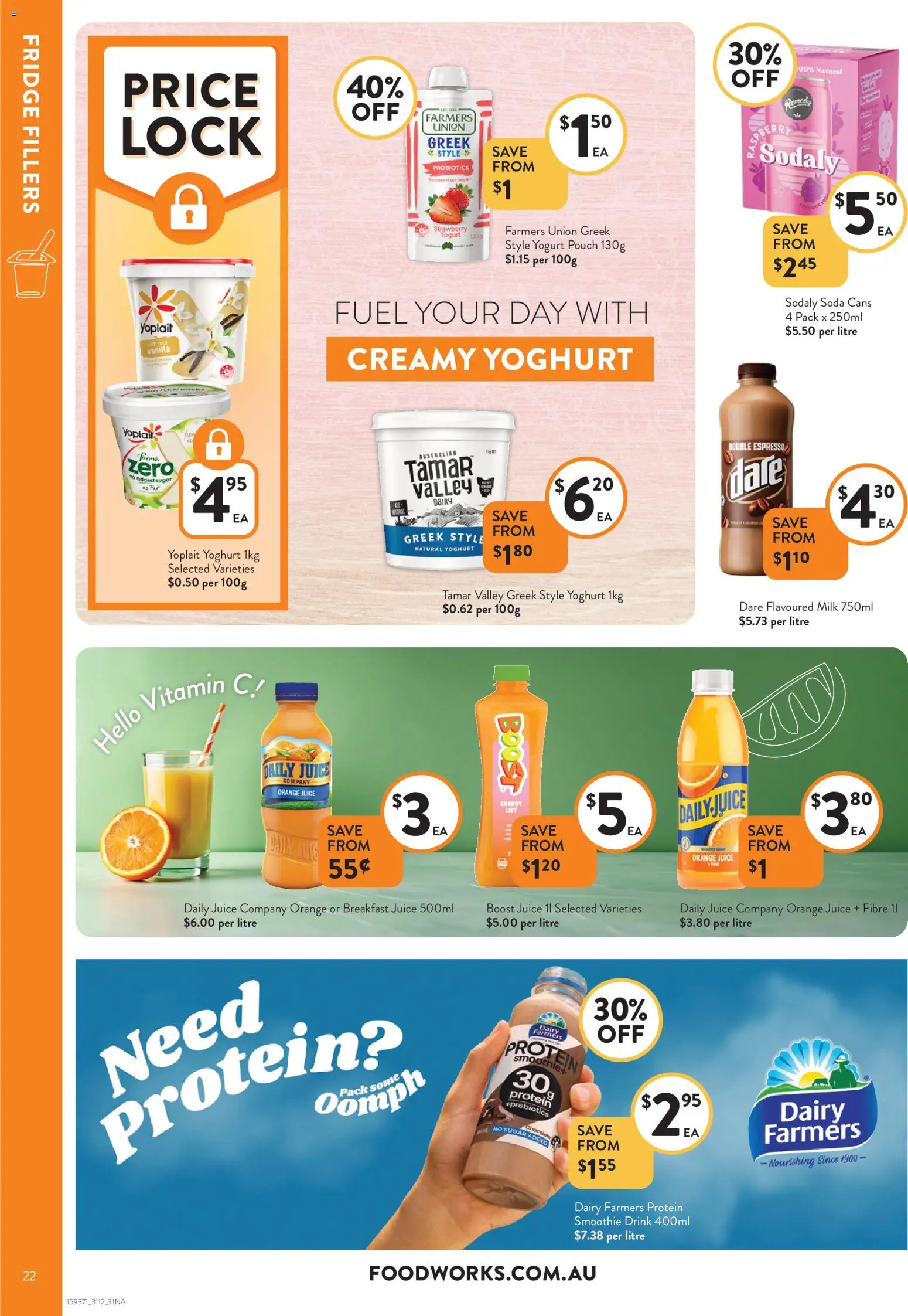 Foodworks catalogue - valid from 31.12.2025 | Page: 22 | Products: Milk, Yoghurt, Sugar, Fridge