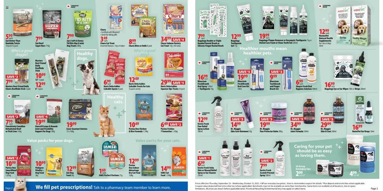 London Drugs flyer valid from 25.09.2025 | Page: 2 | Products: Rice, Bed, Coat, Pork