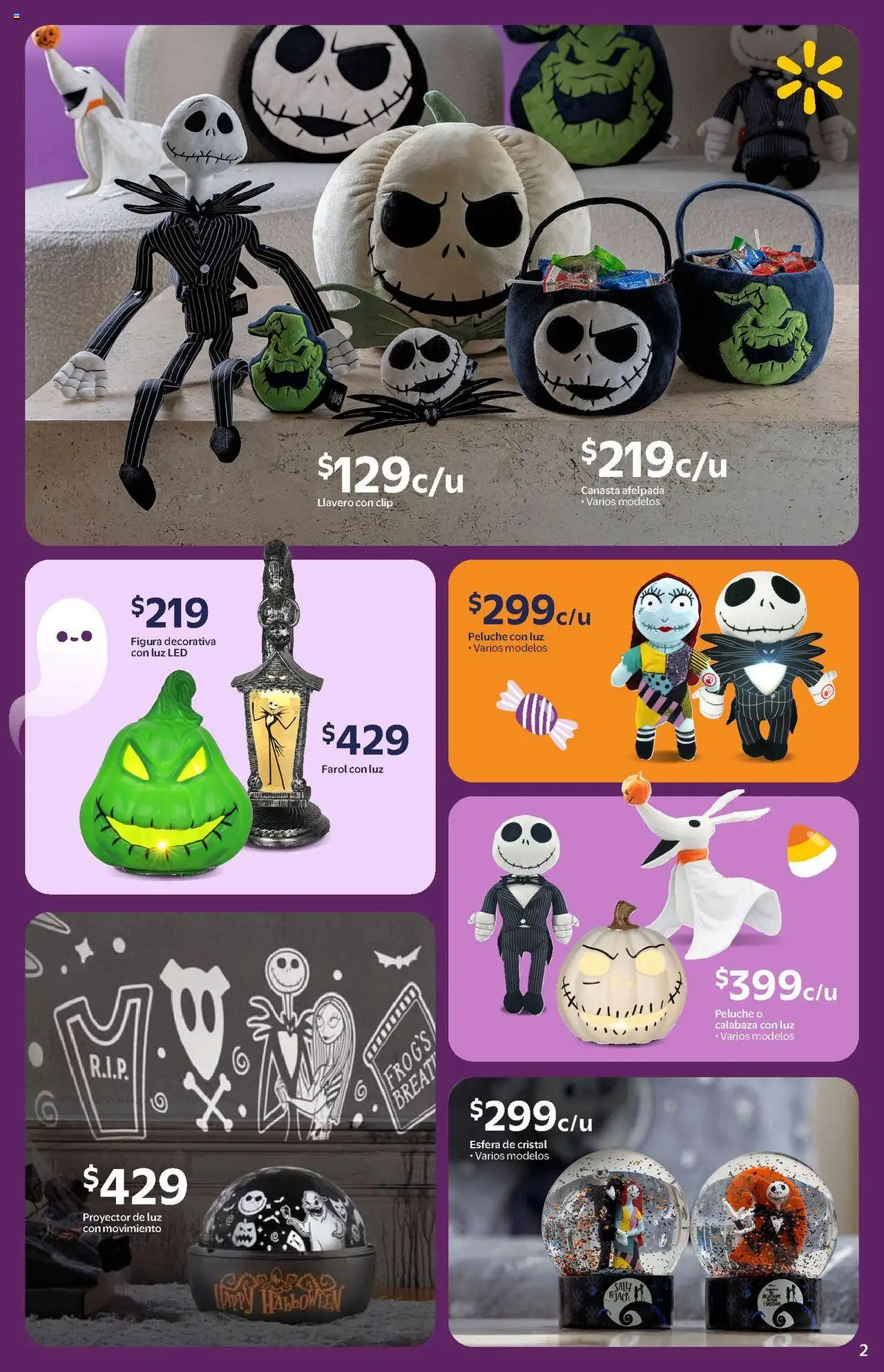 Nuevas ofertas de Walmart válidas en toda la República Mexicana desde el 22.09.2025. ¡Encuentra las mejores ofertas en Walmart - Folleto Halloween! | Página: 2 | Productos: Farol, Llavero, Proyector, Canasta