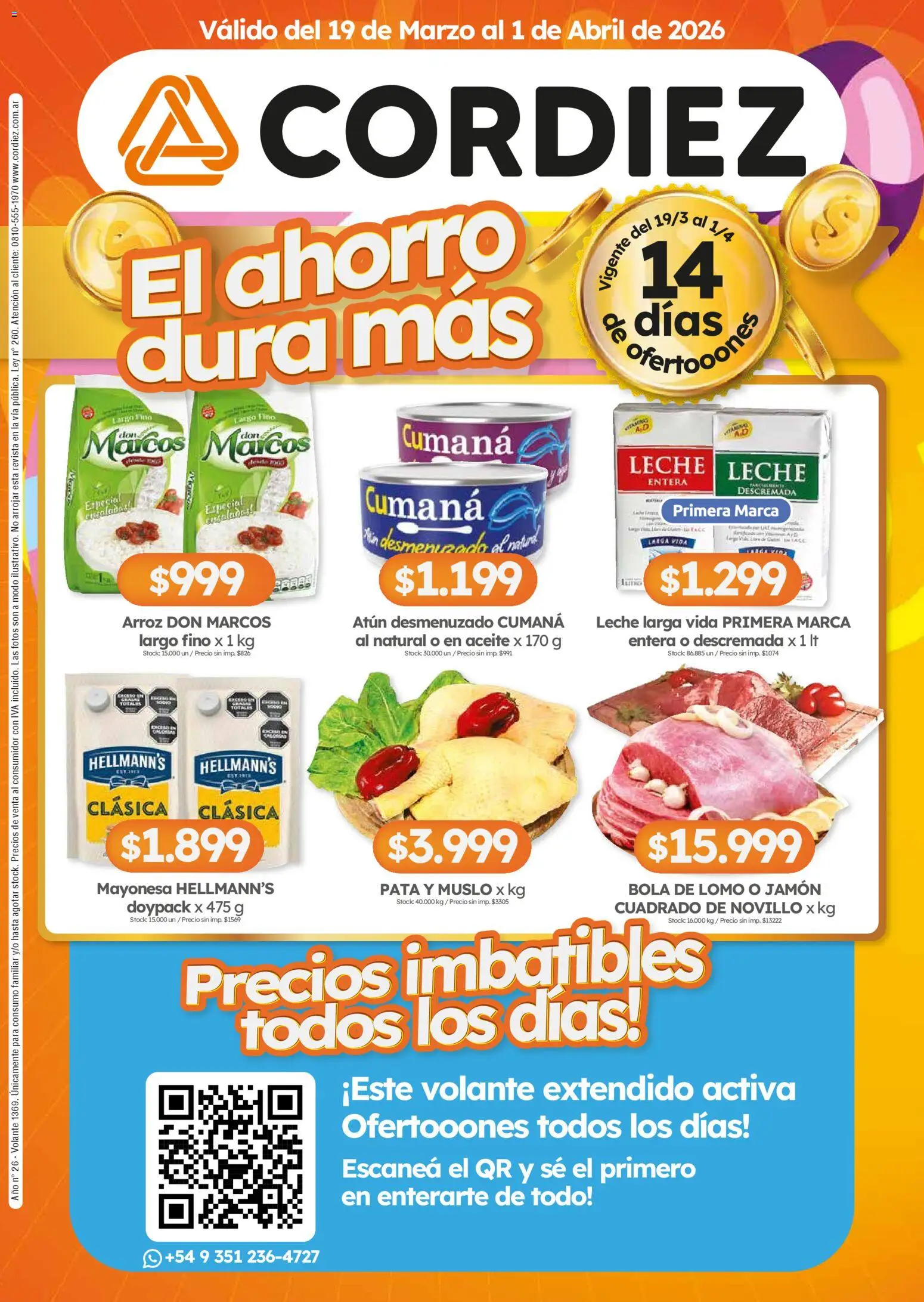 Cordiez ofertas │ válido desde el 19.03.2026 | Página: 1 | Productos: Aceite, Leche, Jamón, Arroz