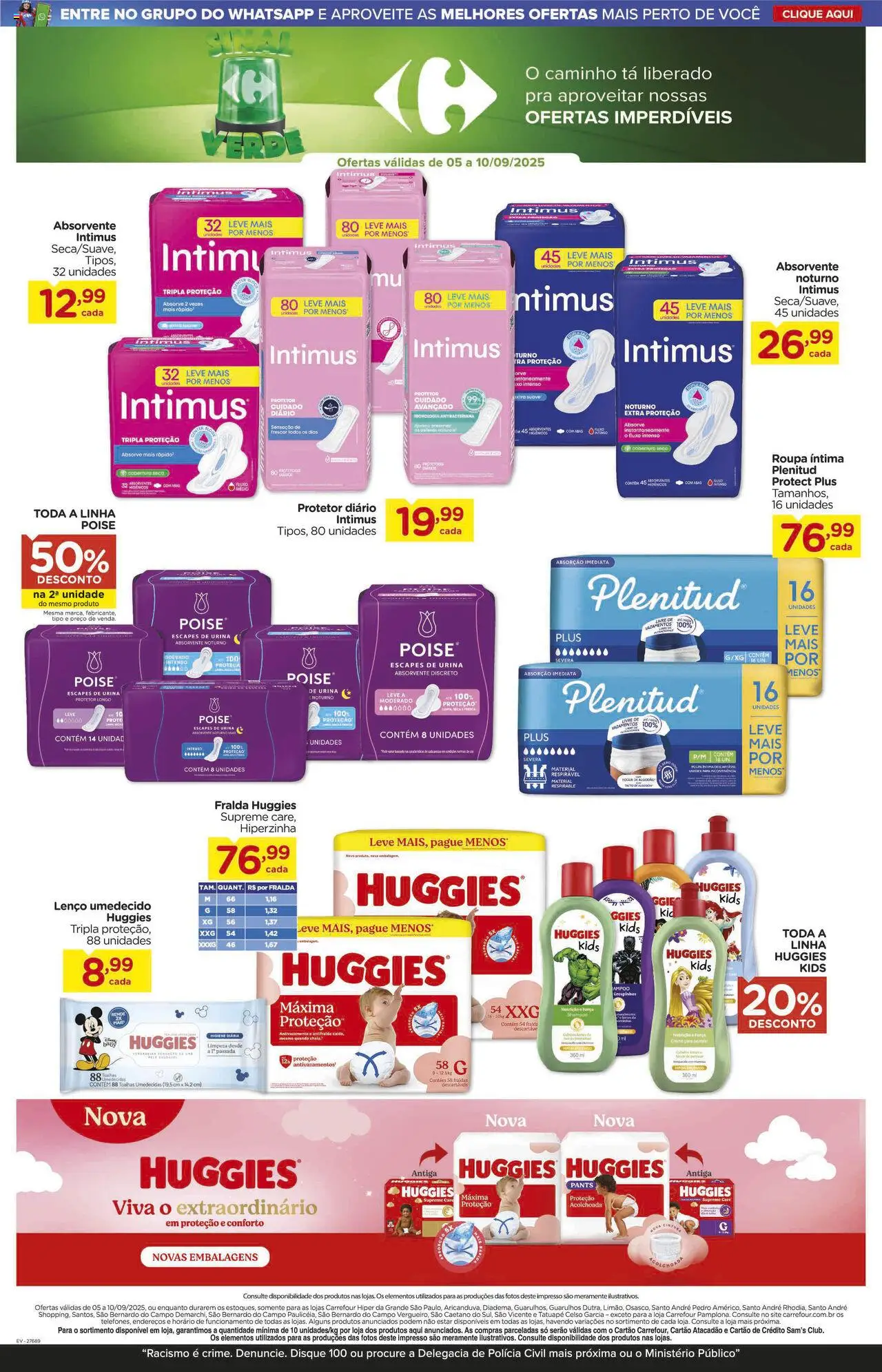 Carrefour Folheto - válido de 05.09.2025 | Página: 11 | Produtos: Lenço, Algodão, Fraldas, Absorvente