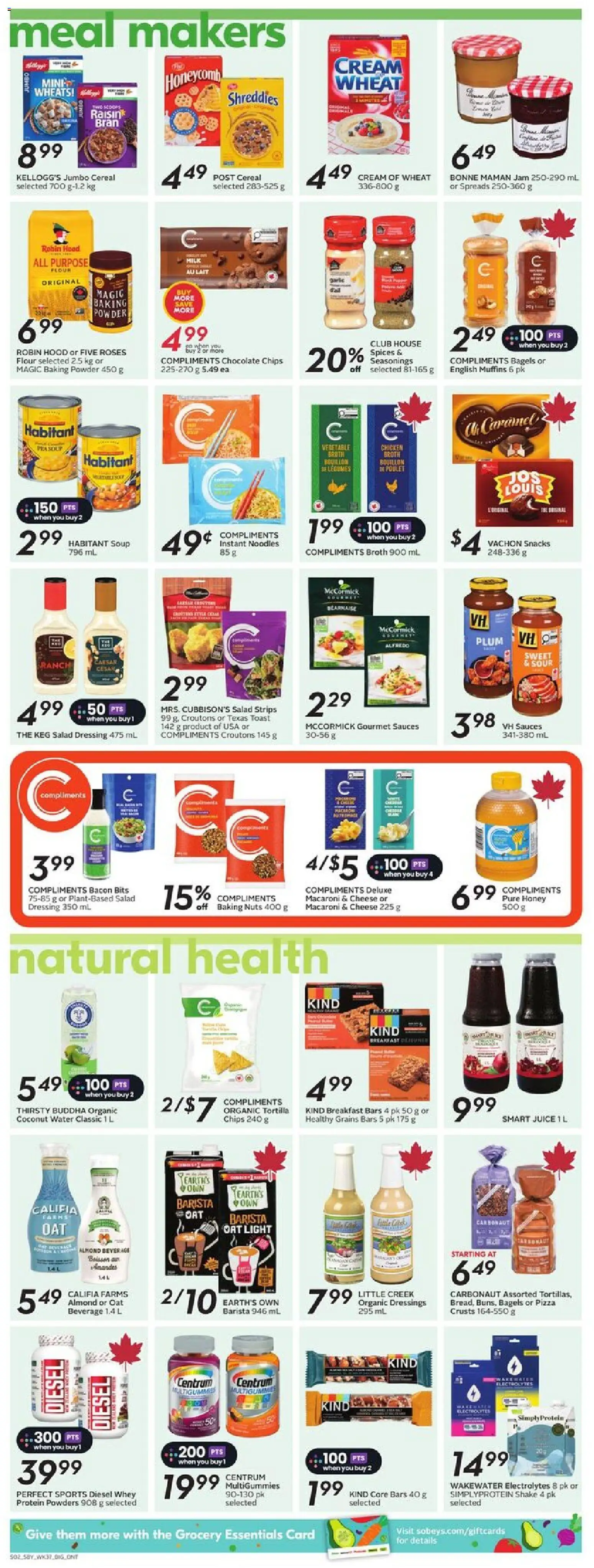 Sobeys flyer valid from 08.01.2026 | Page: 10 | Products: Chips, Cheese, Chocolate, Juice
