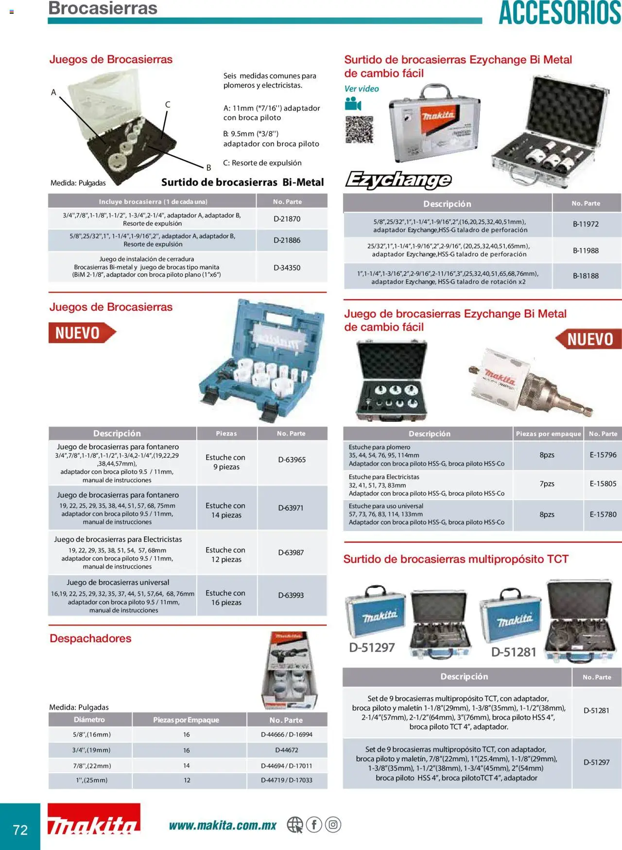 Nuevas ofertas de Makita válidas en toda la República Mexicana desde el 08.07.2024. ¡Encuentra las mejores ofertas en Makita catálogo Accesorios! | Página: 72 | Productos: Taladro, Juego, Cerradura, Video