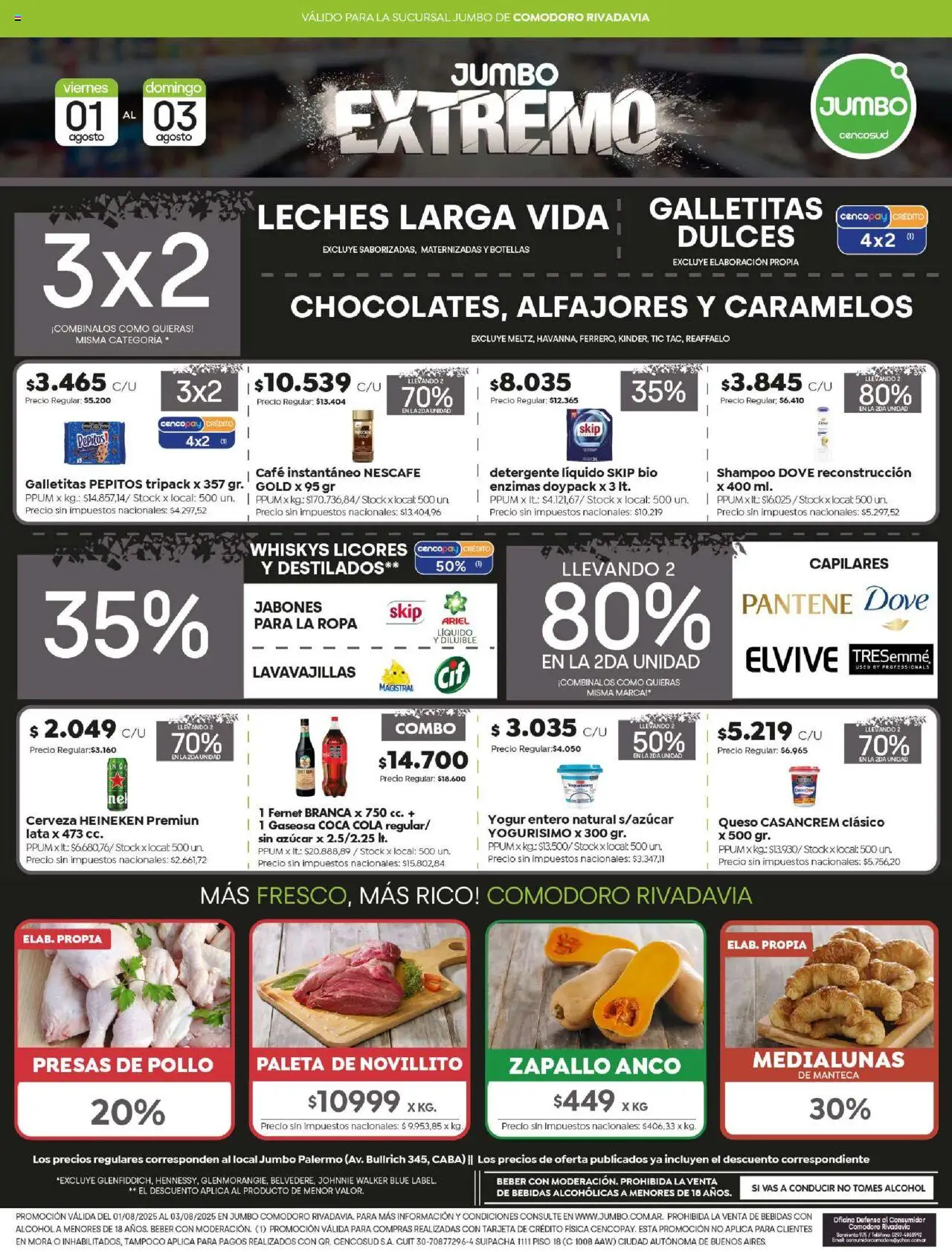 Jumbo ofertas - Comodoro │ válido desde el 01.08.2025 | Página: 1 | Productos: Galletitas, Azucar, Fernet, Detergente