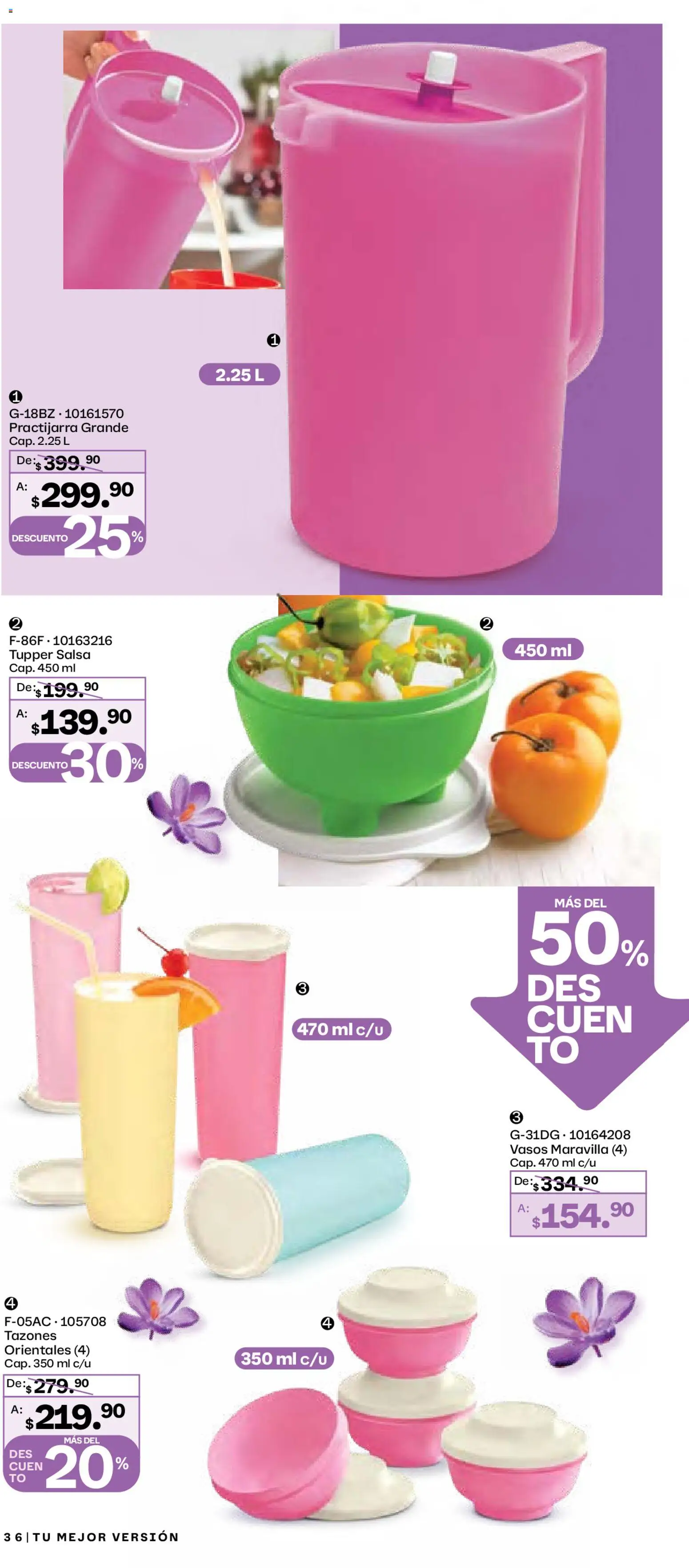 Nuevas ofertas de Tupperware válidas en toda la República Mexicana desde el 29.12.2025. ¡Encuentra las mejores ofertas en Tupperware catálogo! | Página: 36 | Productos: Tupper, Vasos