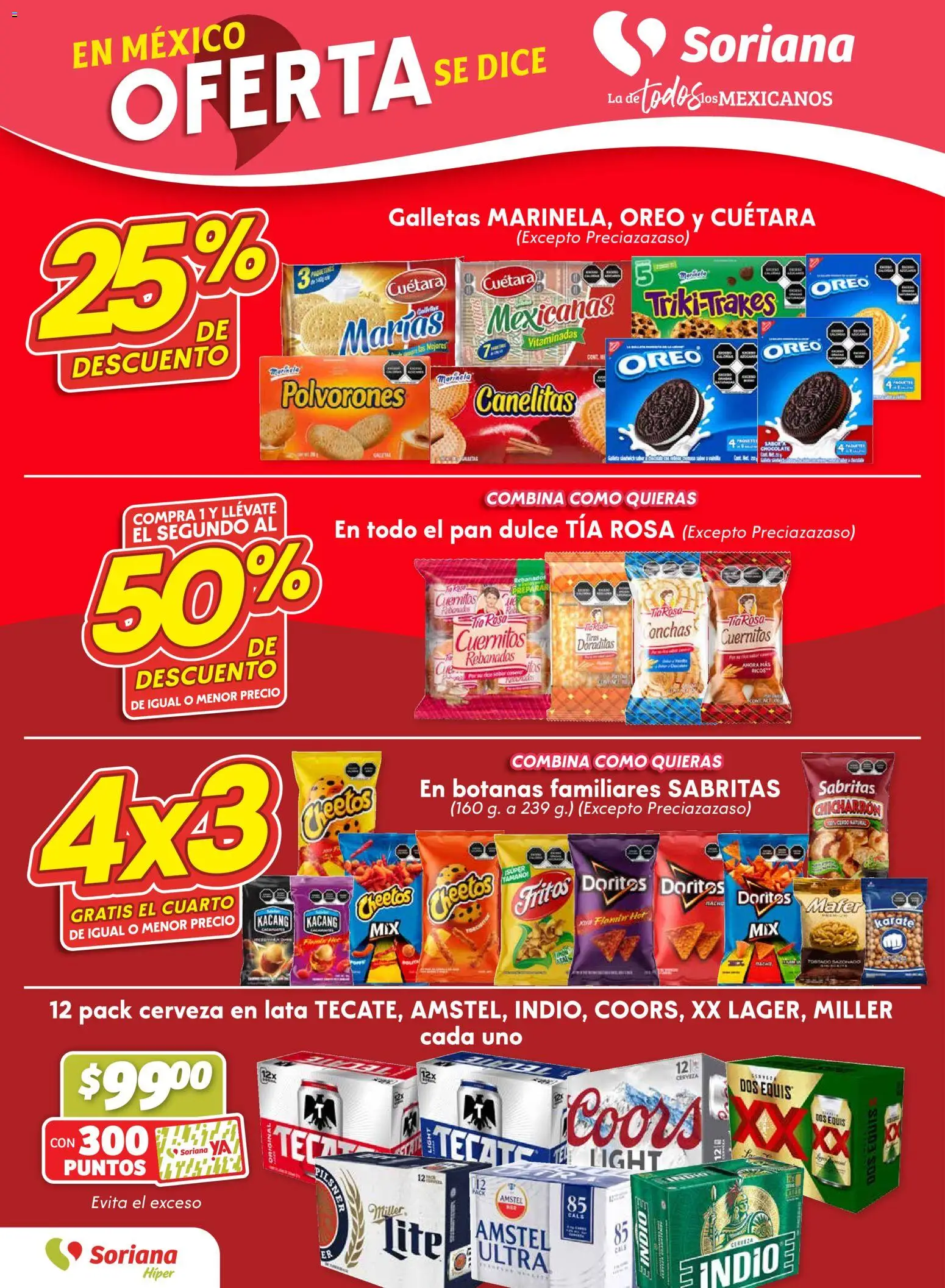 Nuevas ofertas de Soriana válidas en toda la República Mexicana desde el 23.10.2025. ¡Encuentra las mejores ofertas en Soriana - Fin de Semana Híper: Ags, Nay, Jal, Qro, Col, Mich, Gto, Hgo, Tlax, Mor, Pue, Gro, Oax, Edo. de Mex, Valle de México, Za! | Página: 2 | Productos: Pan dulce, Pan, Chocolate, Galletas