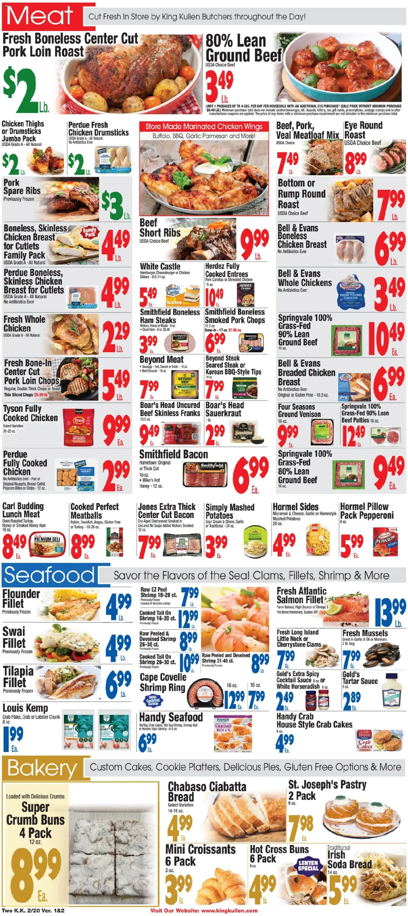 King Kullen Weekly Ad - valid from 19.02.2026 | Page: 2 | Products: Bread, Beef, Sugar, Bag