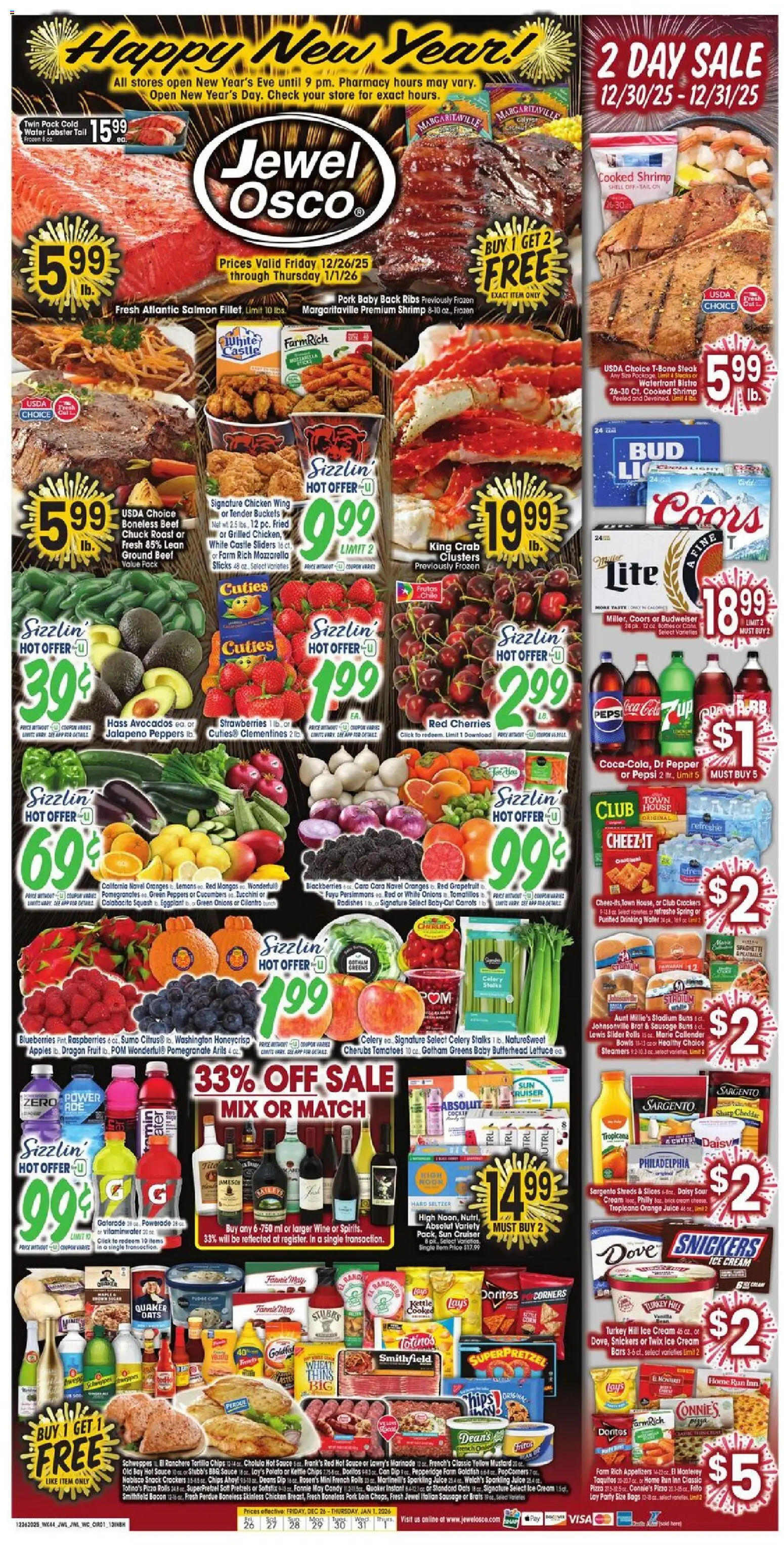 Jewel Osco Weekly Ad - IN - valid from 26.12.2025 | Page: 1 | Products: Cherries, Sauce, Sausage, Greens
