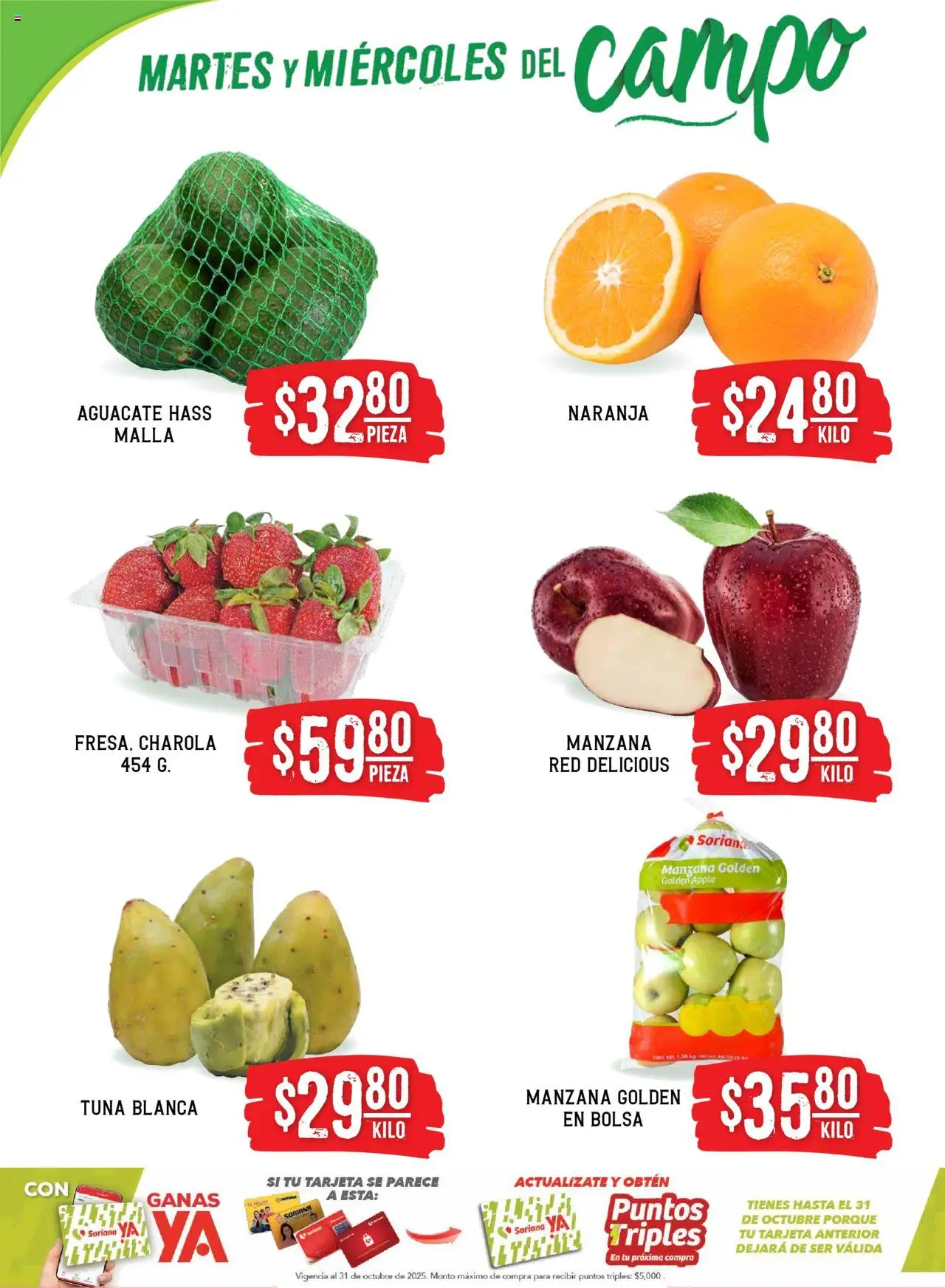 Nuevas ofertas de Soriana válidas en toda la República Mexicana desde el 07.10.2025. ¡Encuentra las mejores ofertas en Soriana - Folleto! | Página: 2 | Productos: Bolsa, Manzana, Aguacate, Malla